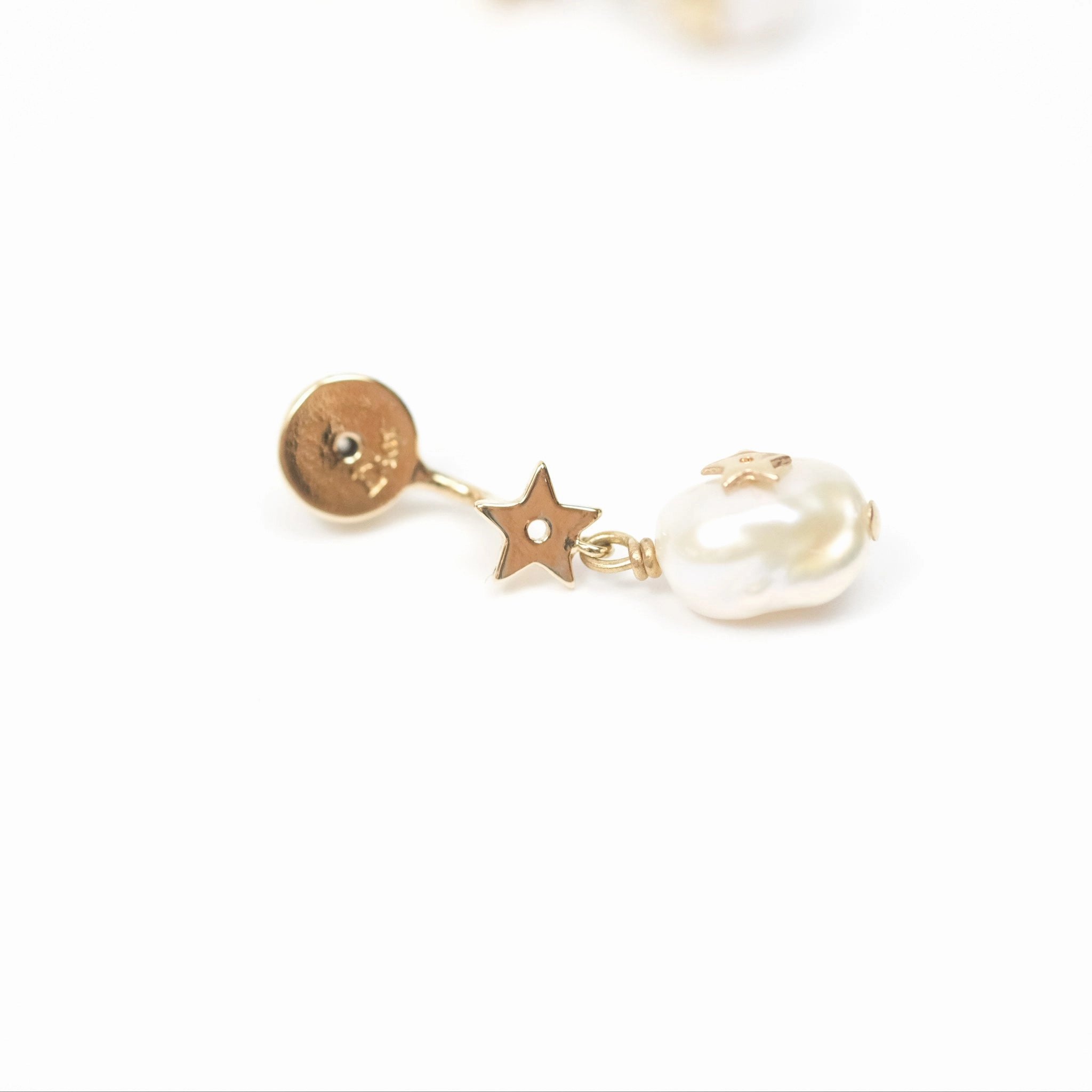 Dior CD Star Pearl Drop Earrings Gold Tone