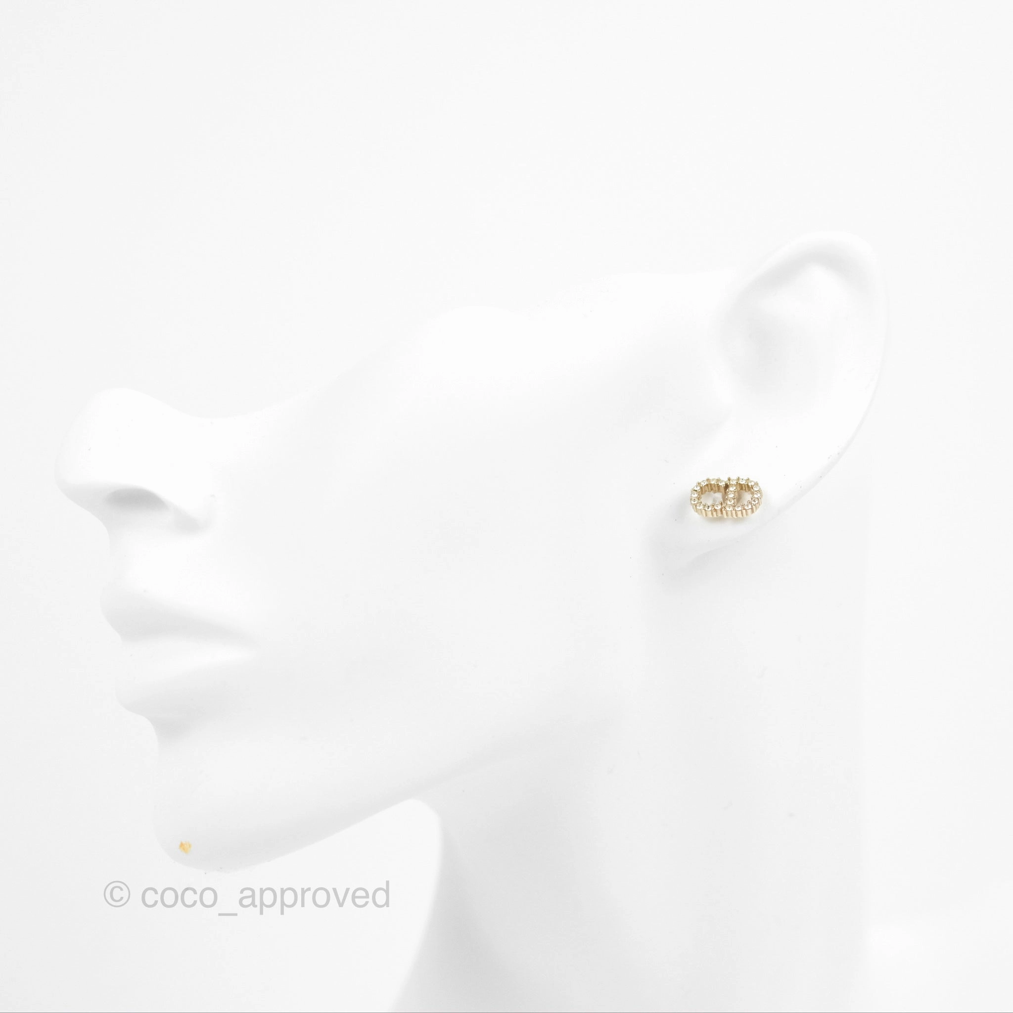 Dior Clair D Lune Crystal Earrings Gold Tone