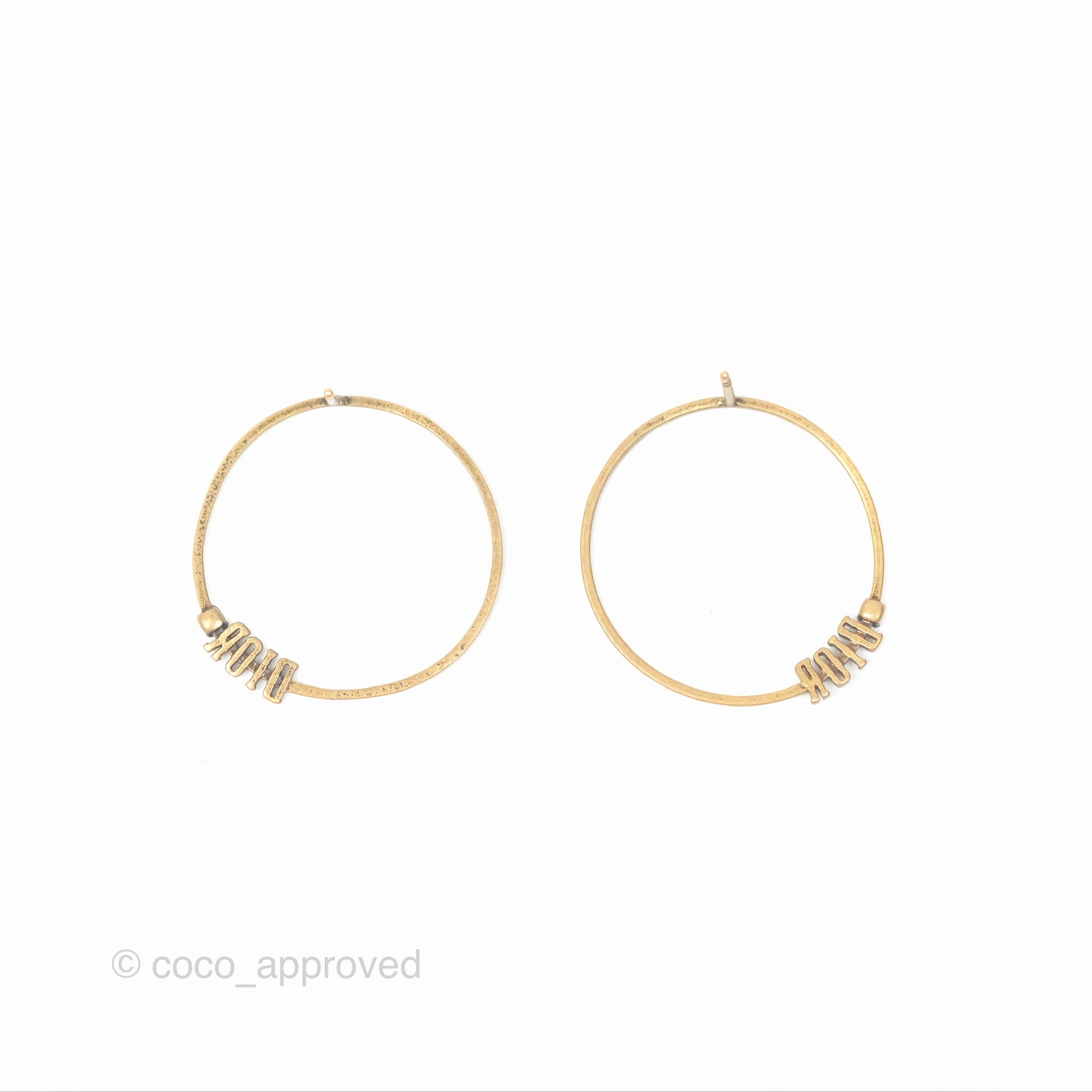 Dior Crystals Circle Earrings Antique Gold Tone