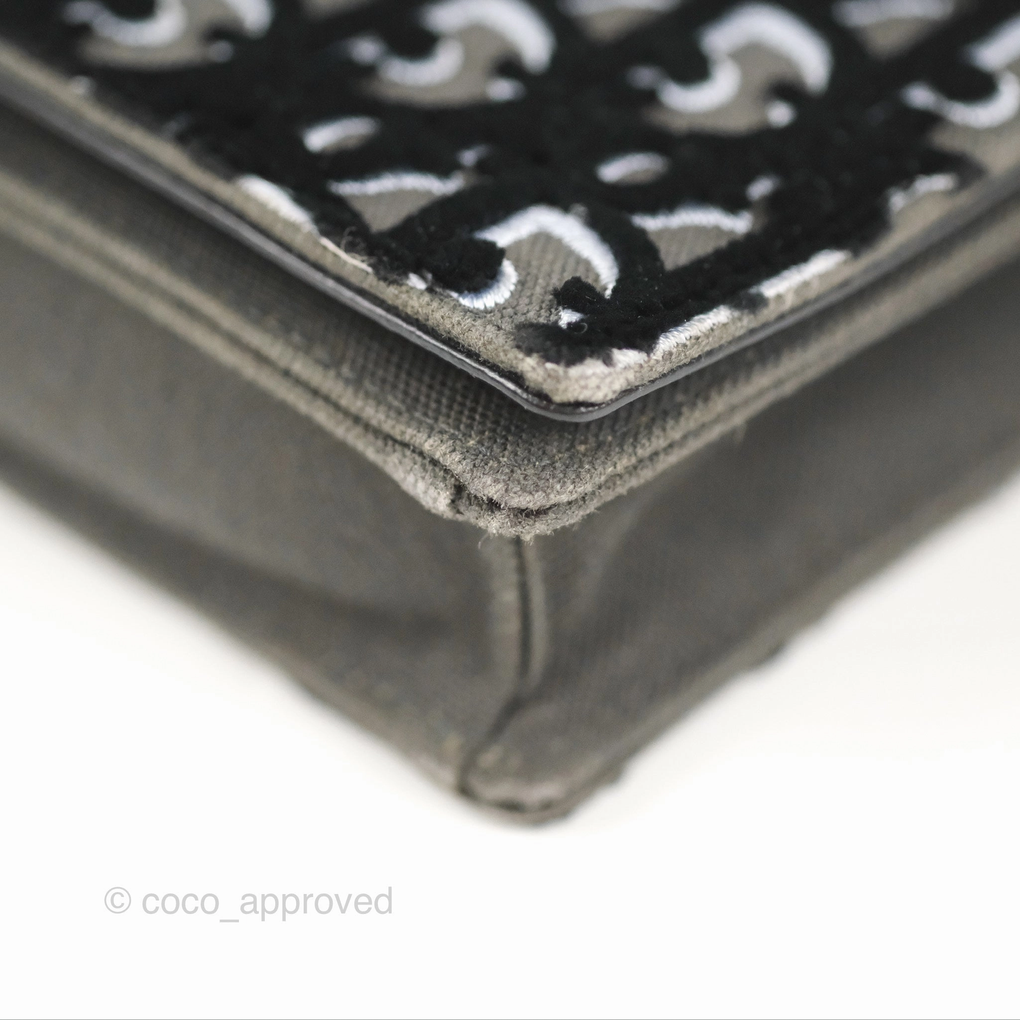 Dior Diorama Oblique Wallet On Chain WOC Black/White Velvet