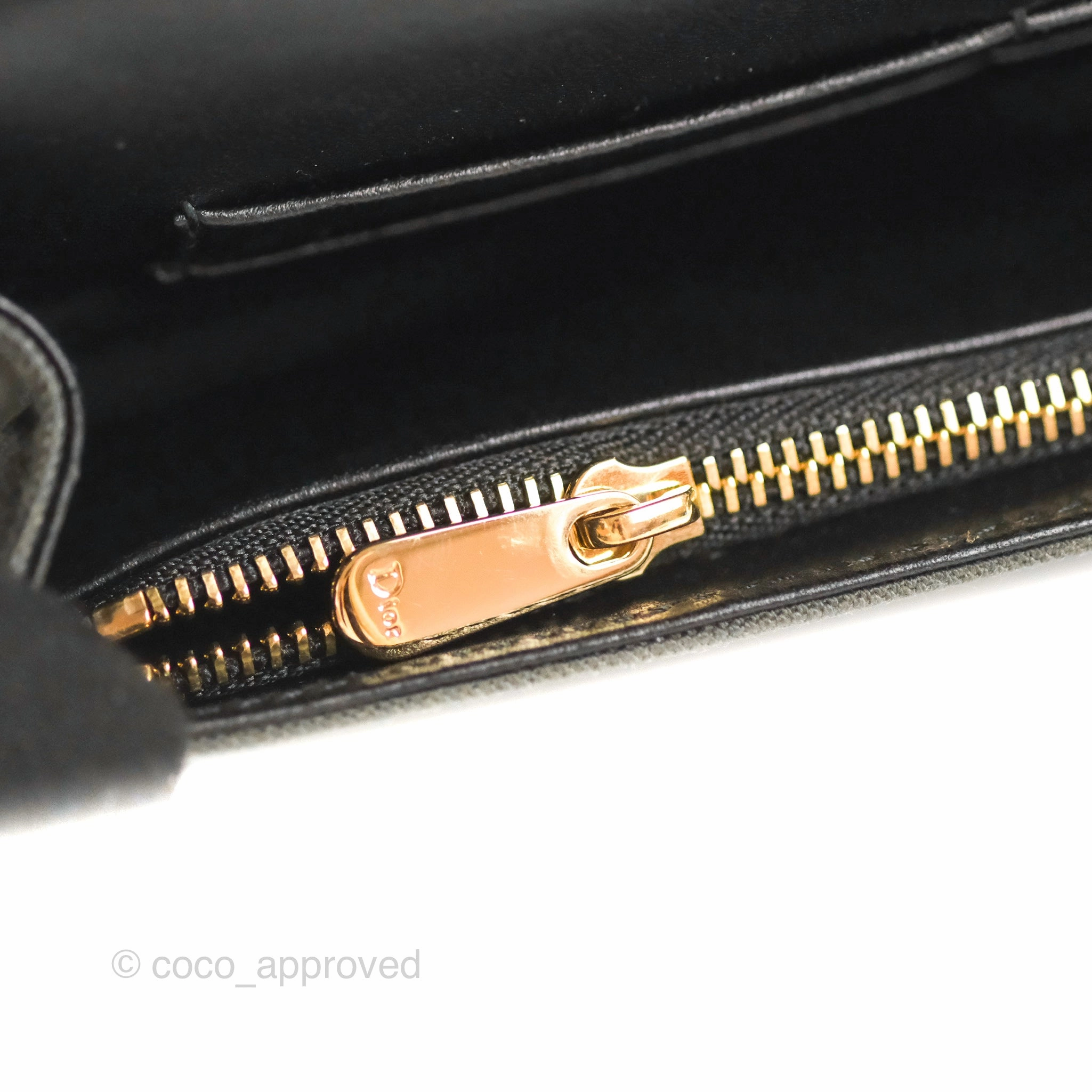 Dior Diorama Oblique Wallet On Chain WOC Black/White Velvet