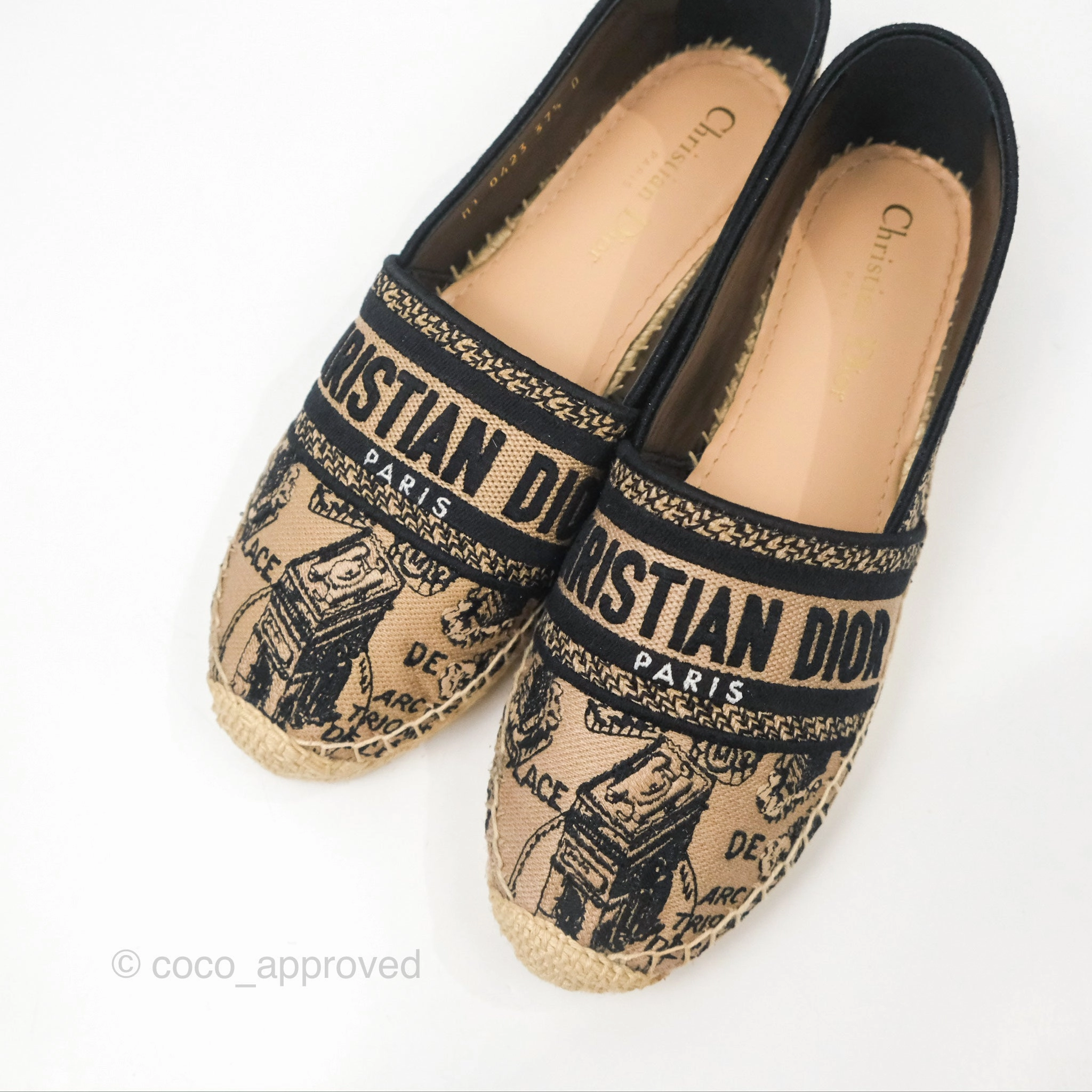 Dior Granville Espadrille Plan De Paris Beige Black Size 37.5