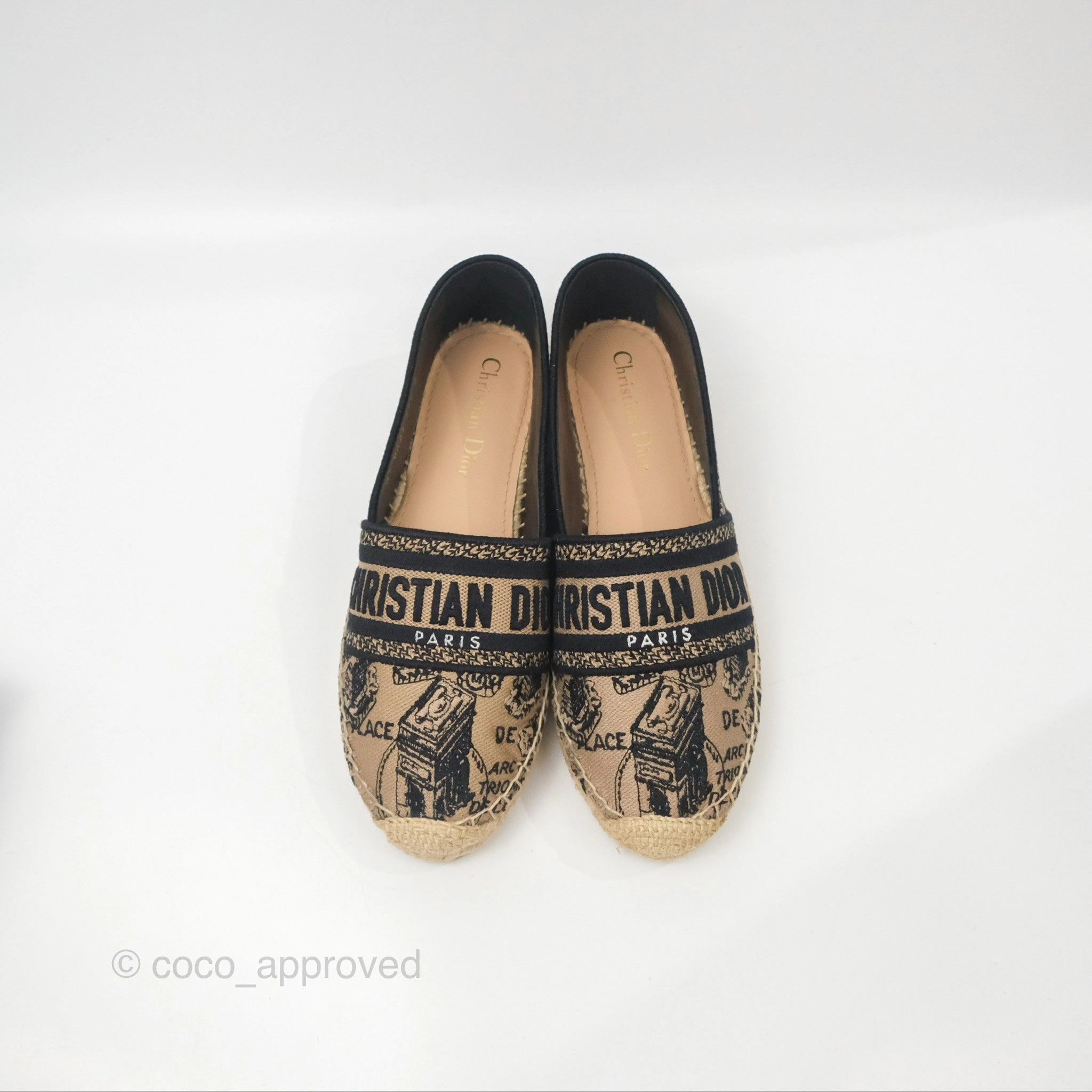 Dior Granville Espadrille Plan De Paris Beige Black Size 37.5