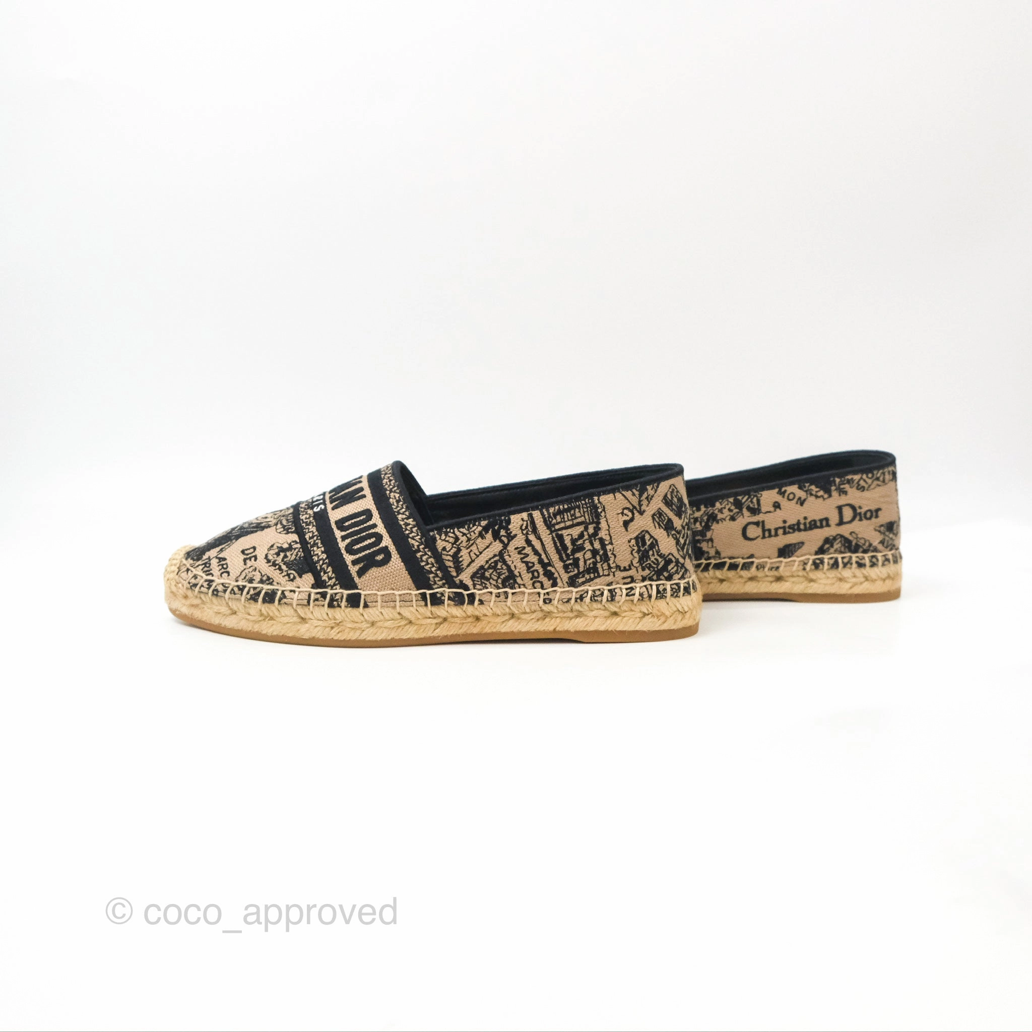 Dior Granville Espadrille Plan De Paris Beige Black Size 37.5