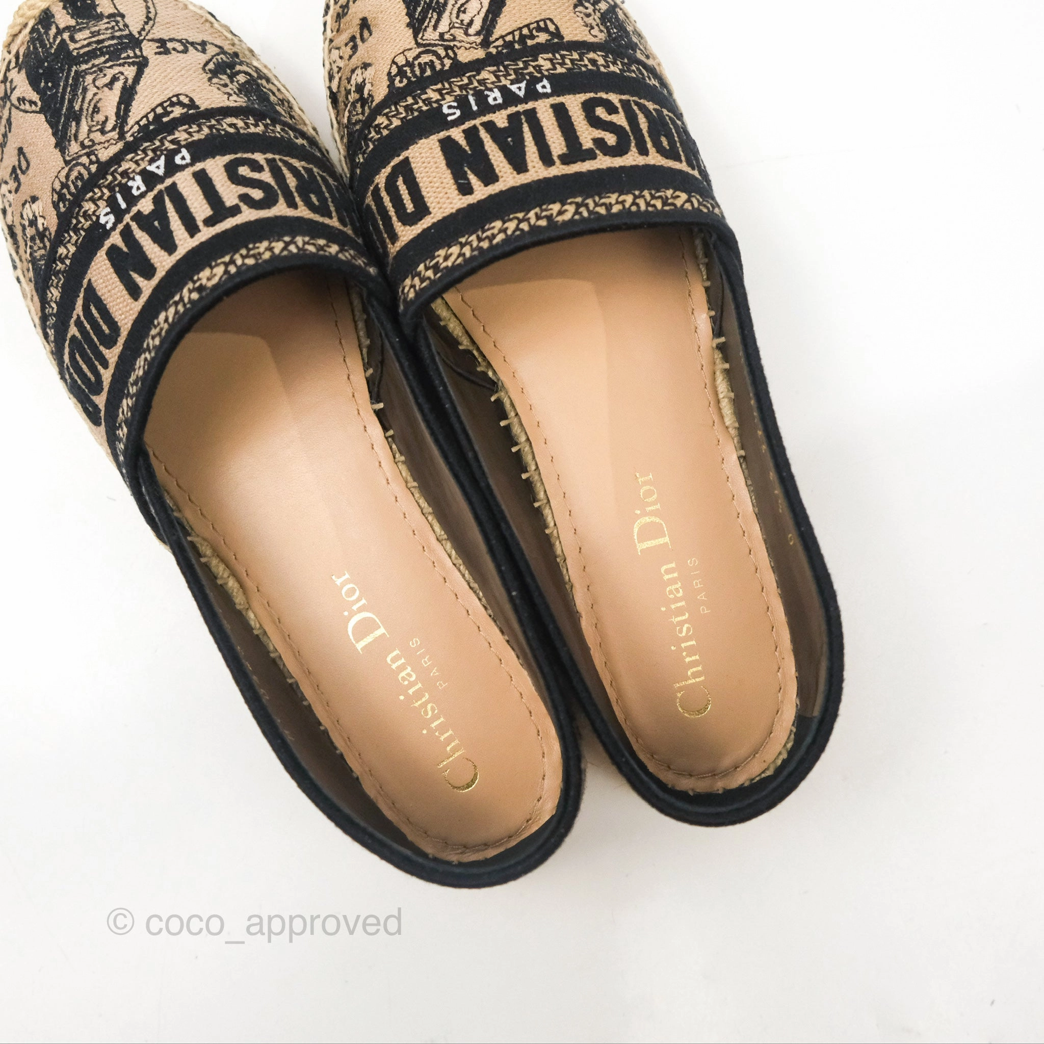 Dior Granville Espadrille Plan De Paris Beige Black Size 37.5