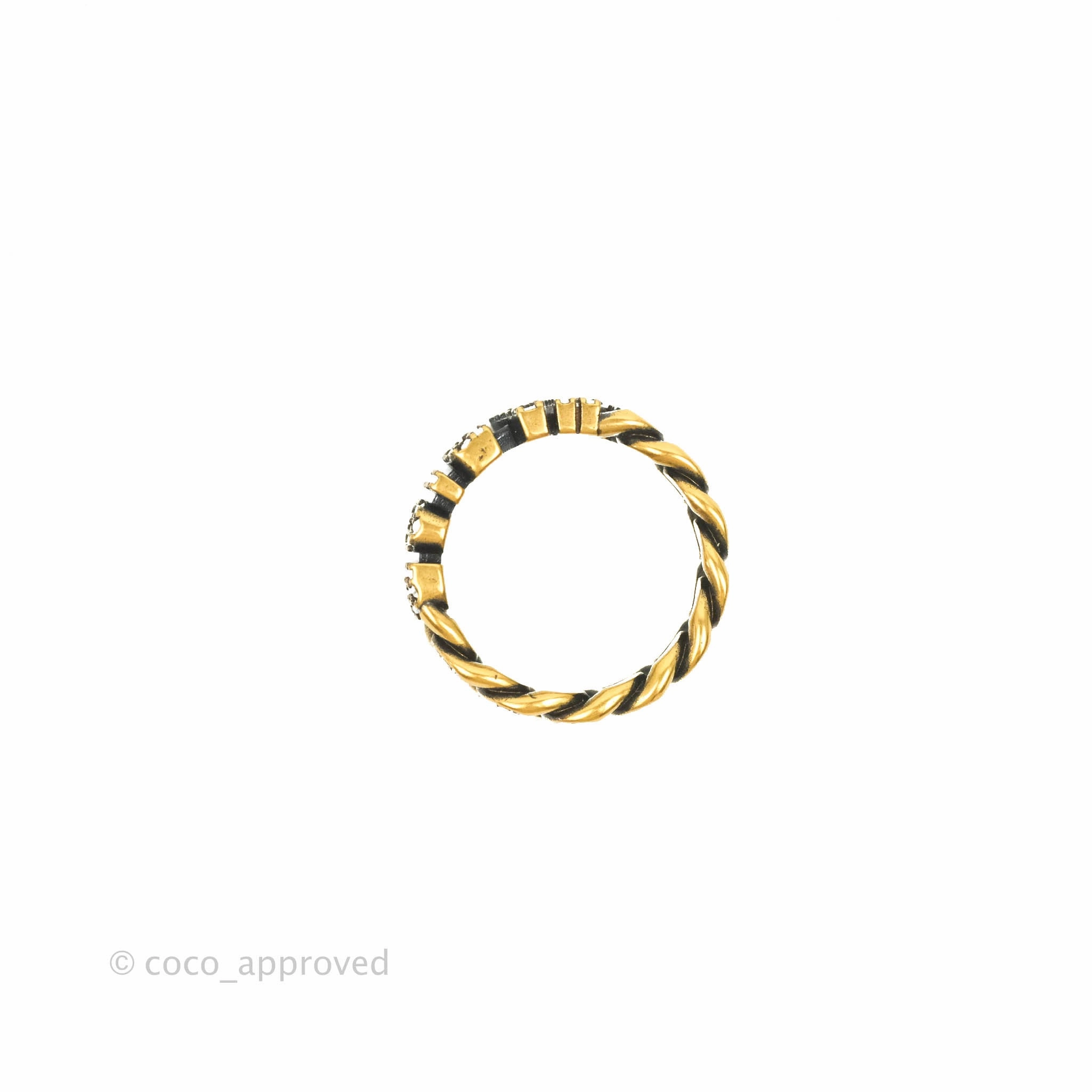 Dior J'adior Crystal Ring Antique Gold Finish Size M
