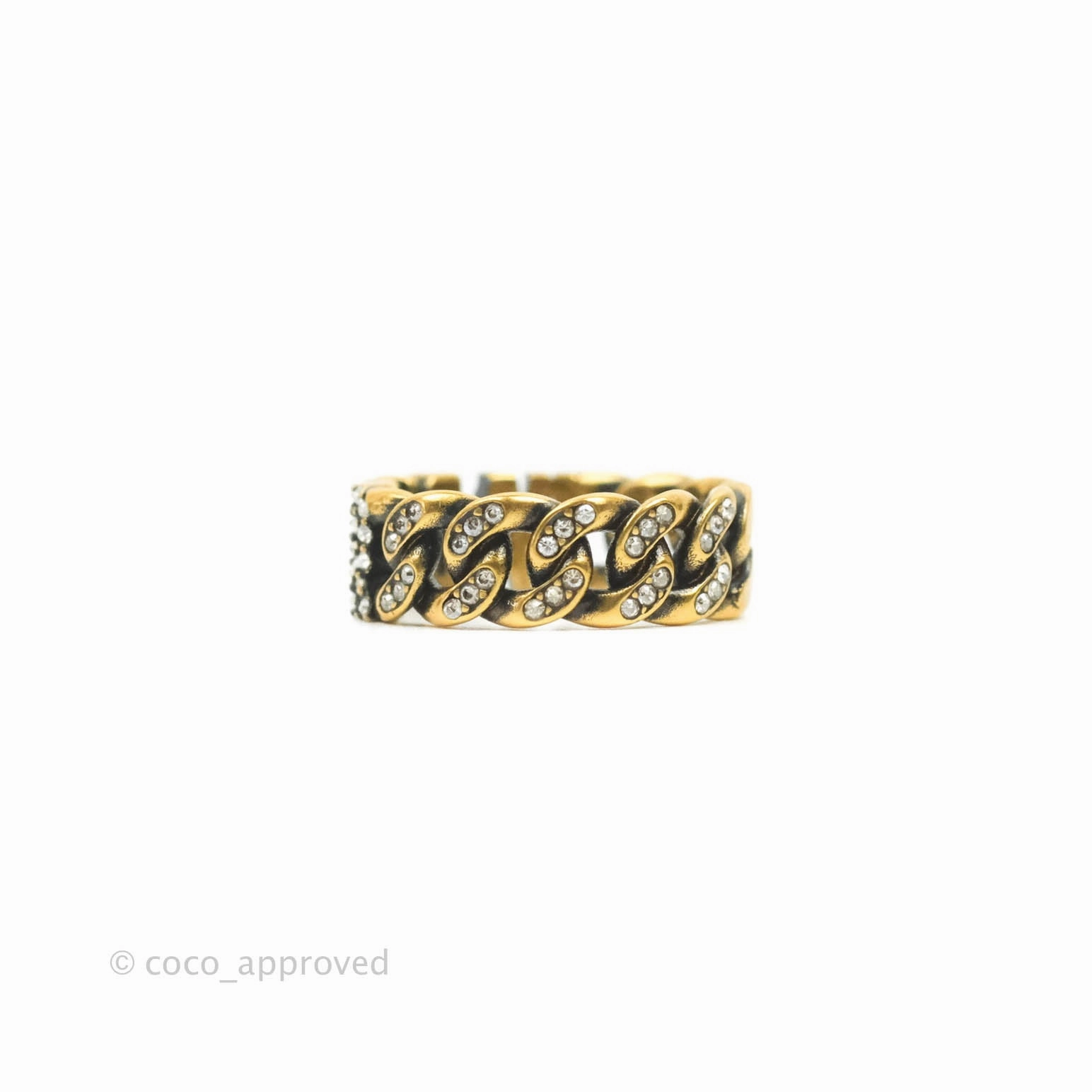 Dior J'adior Crystal Ring Antique Gold Finish Size M