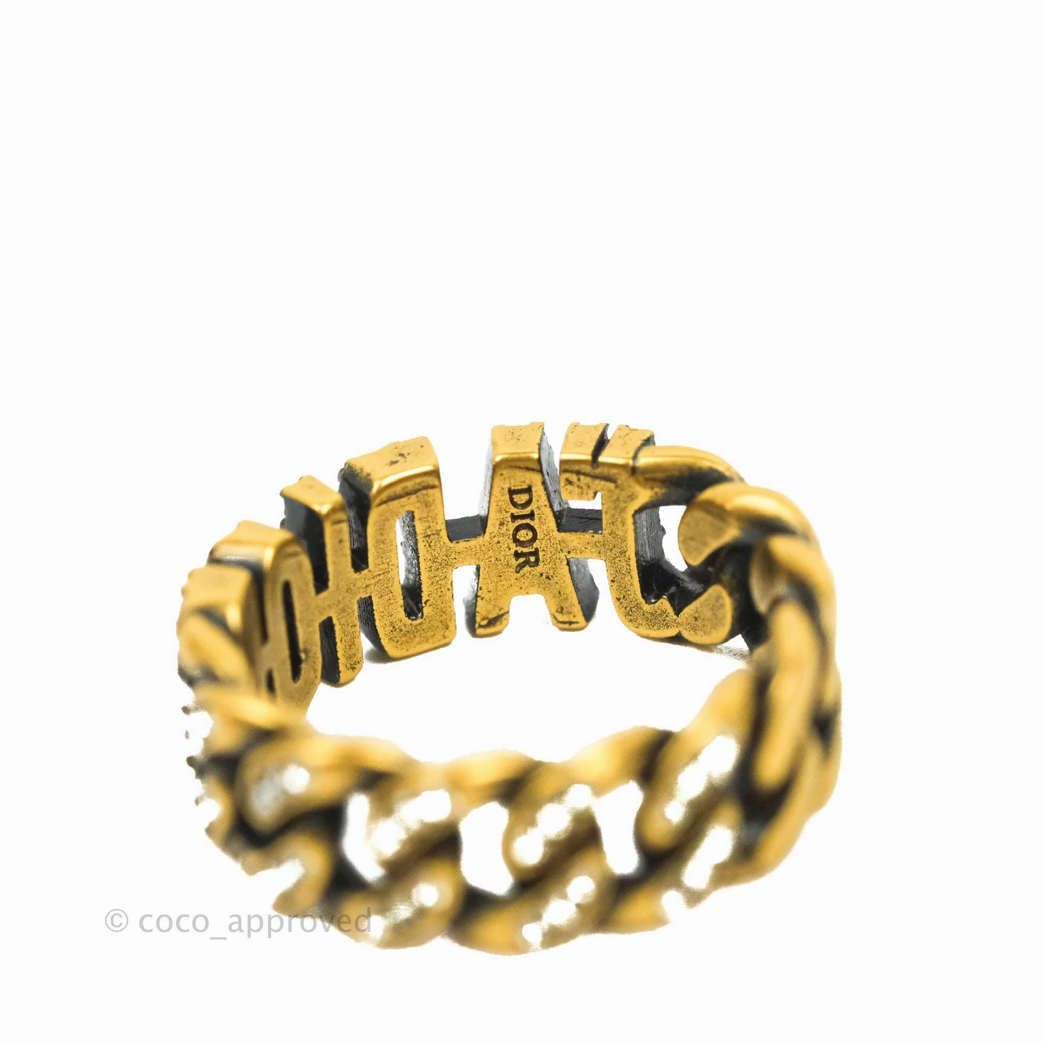 Dior J'adior Crystal Ring Antique Gold Finish Size M