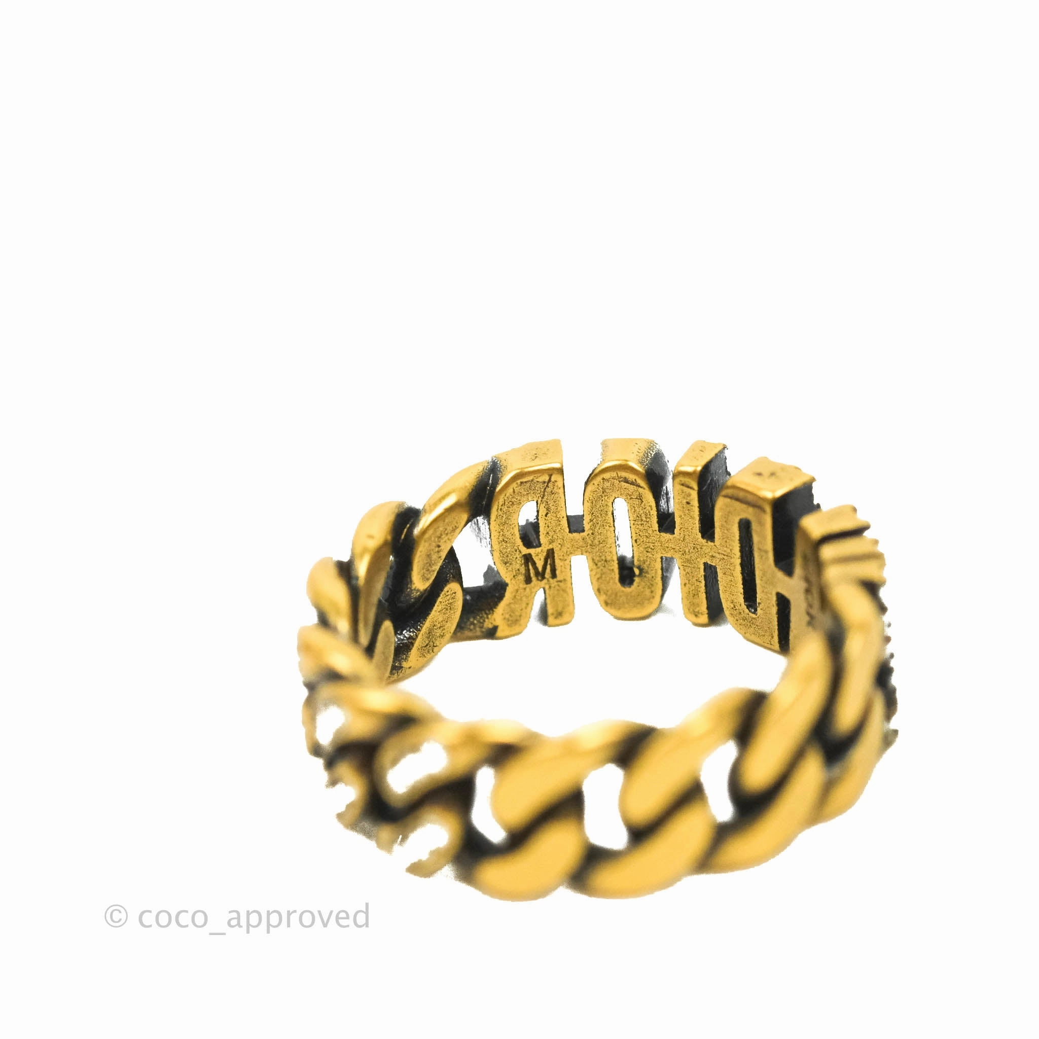 Dior J'adior Crystal Ring Antique Gold Finish Size M