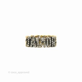 Dior J'adior Crystal Ring Antique Gold Finish Size M