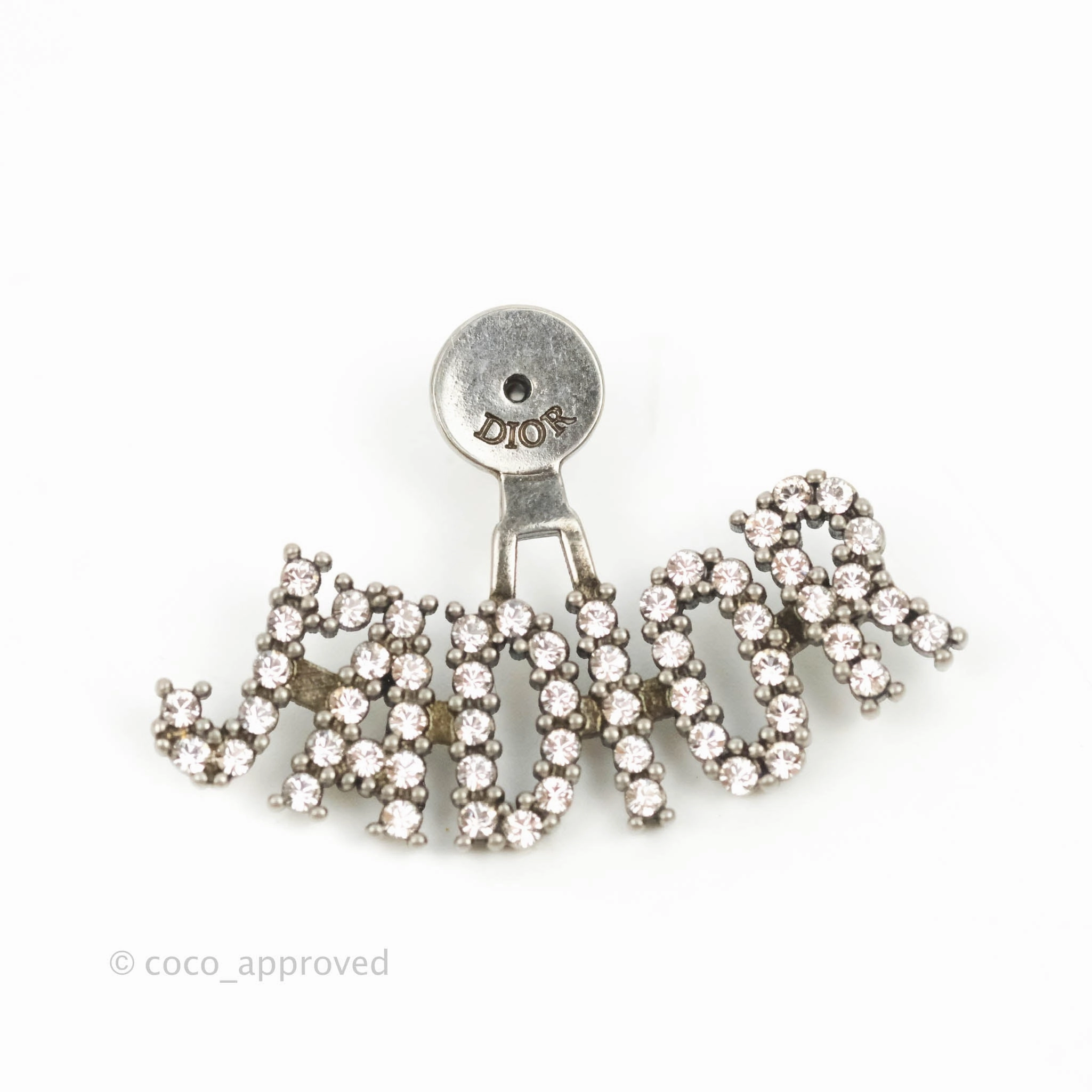 Dior J'ADIOR Earrings Antique Silver-Finish Metal with White Crystals