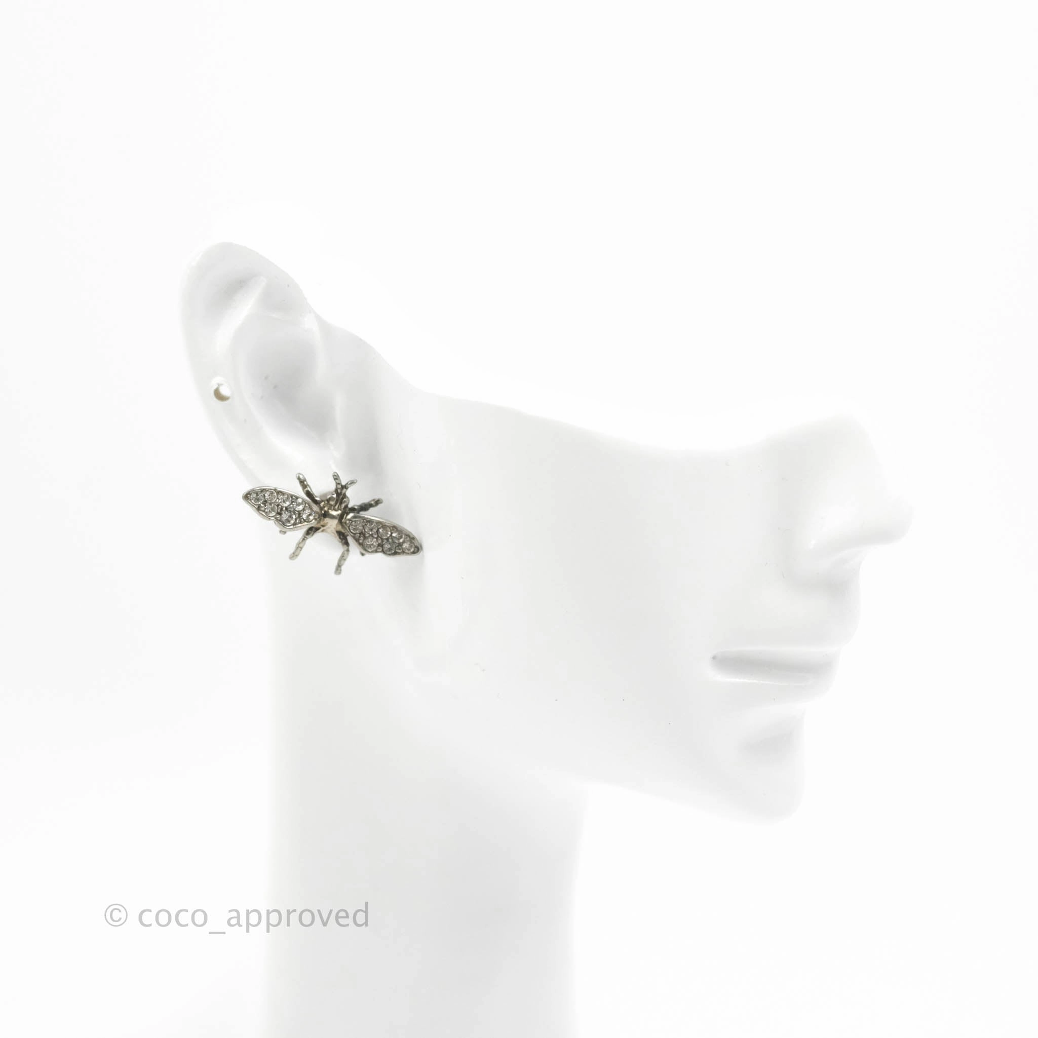 Dior J'ADIOR Earrings Antique Silver-Finish Metal with White Crystals