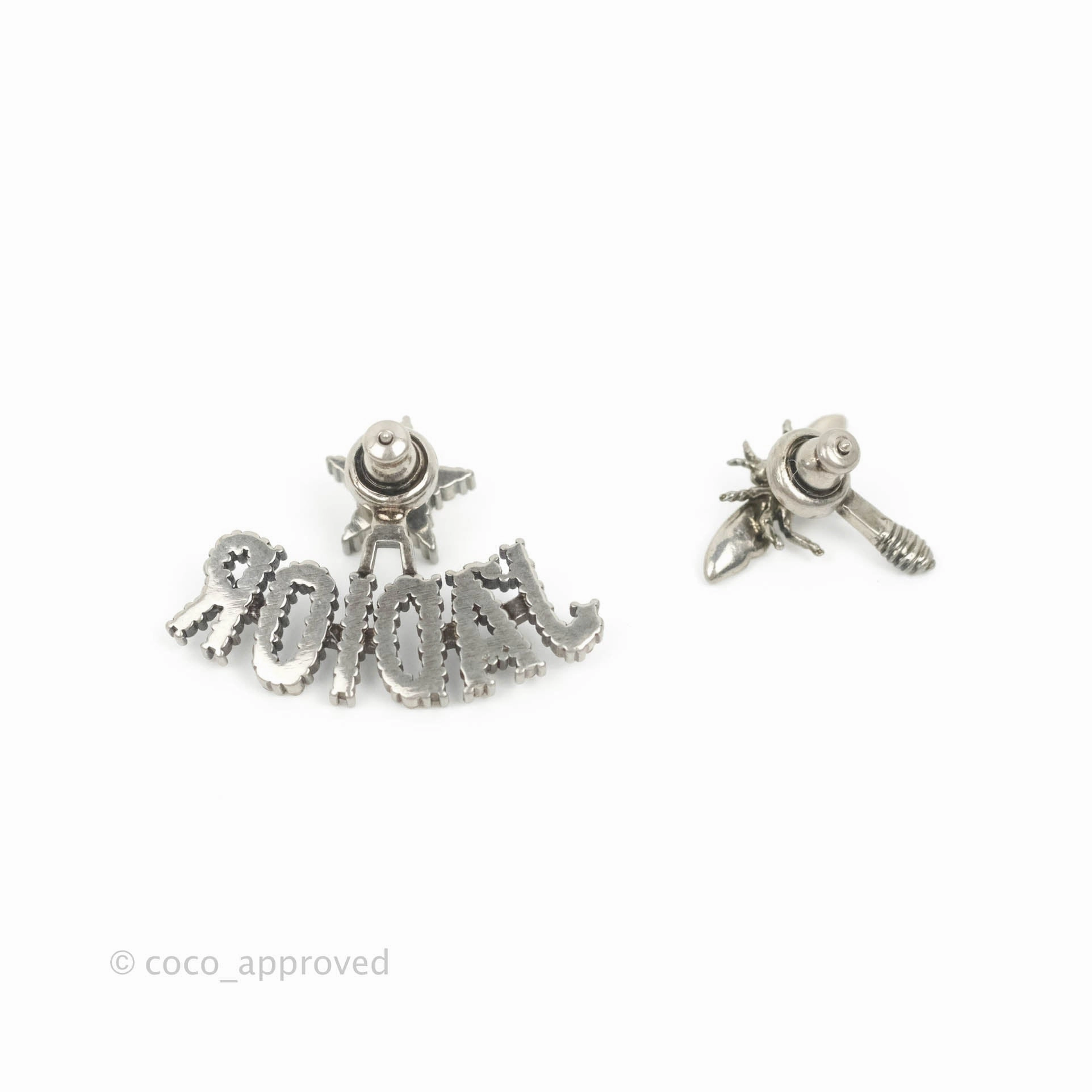 Dior J'ADIOR Earrings Antique Silver-Finish Metal with White Crystals