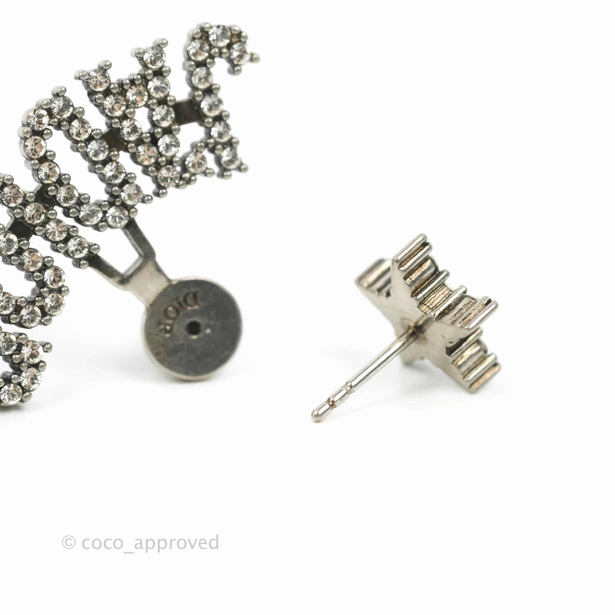 Dior J'ADIOR Earrings Antique Silver-Finish Metal with White Crystals