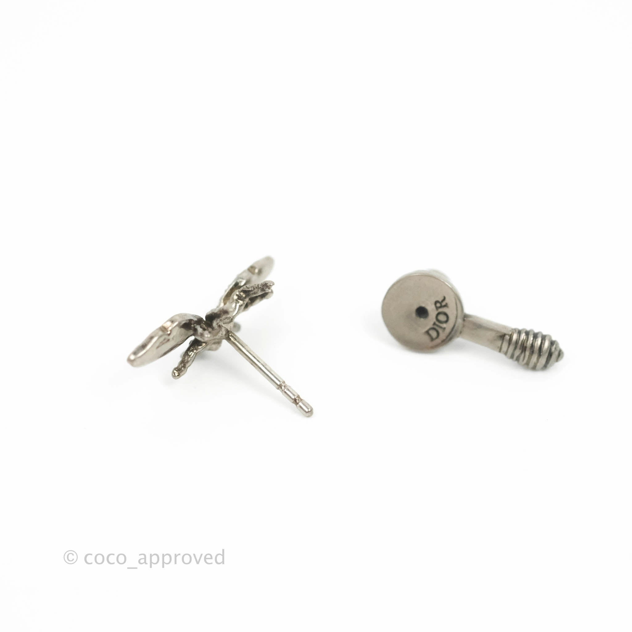 Dior J'ADIOR Earrings Antique Silver-Finish Metal with White Crystals