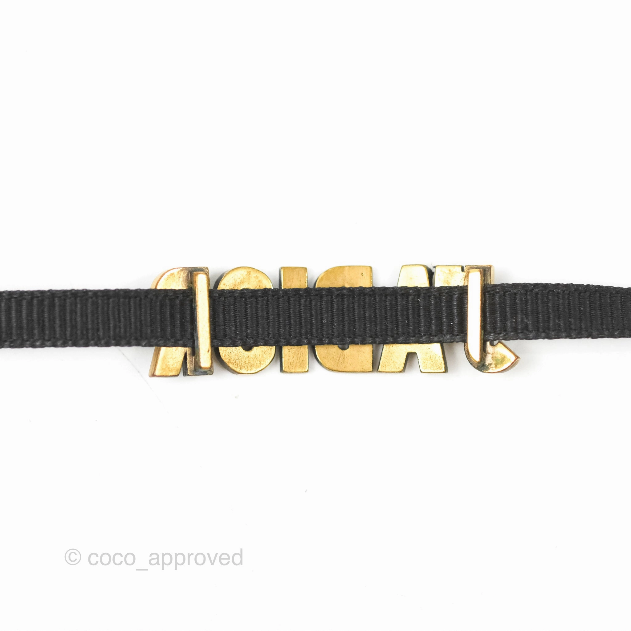 Dior J'adior Ribbon Choker Necklace Black Aged Gold Tone