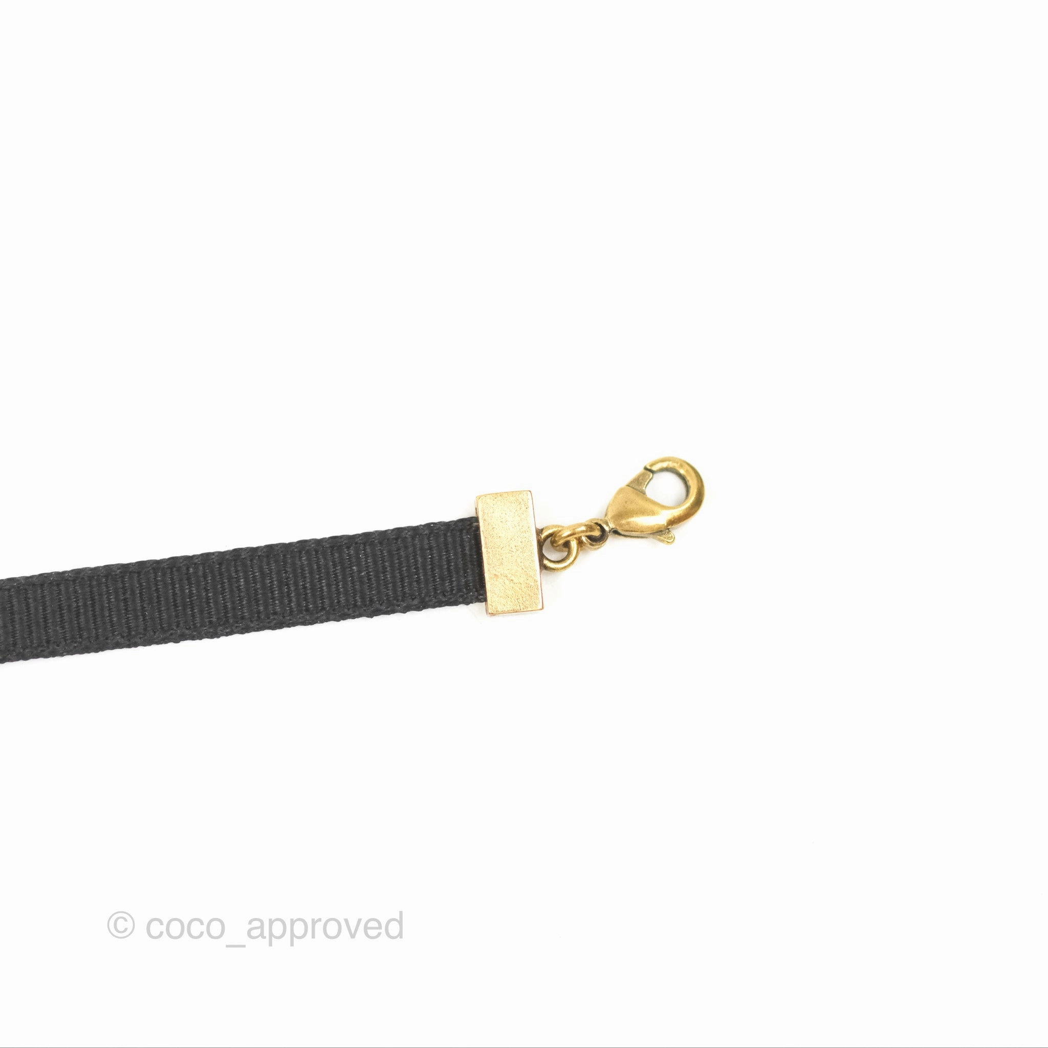 Dior J'adior Ribbon Choker Necklace Black Aged Gold Tone