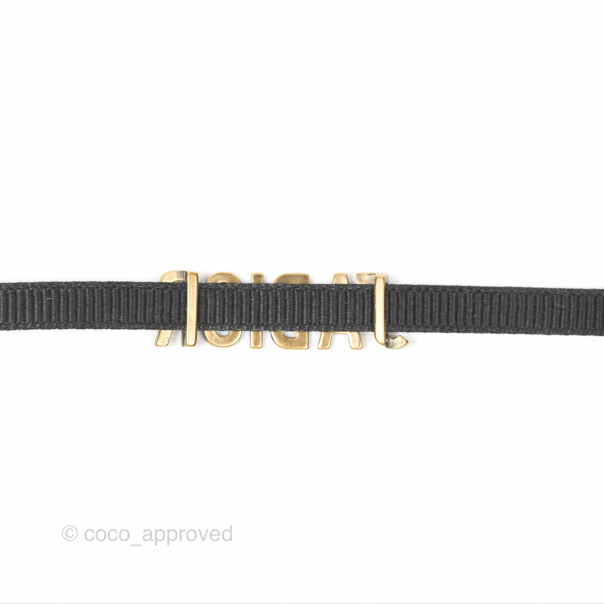 Dior J'adior Ribbon Choker Necklace Black Aged Gold Tone