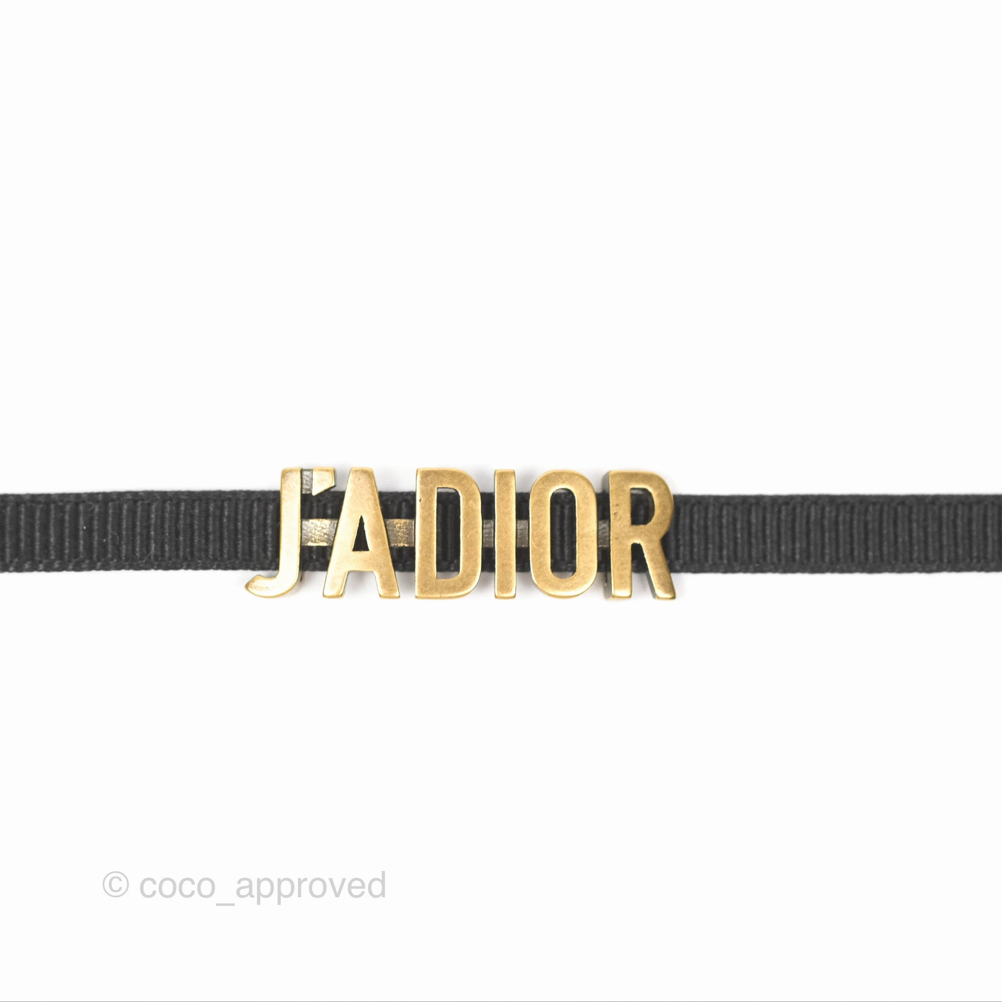 Dior J'adior Ribbon Choker Necklace Black Aged Gold Tone