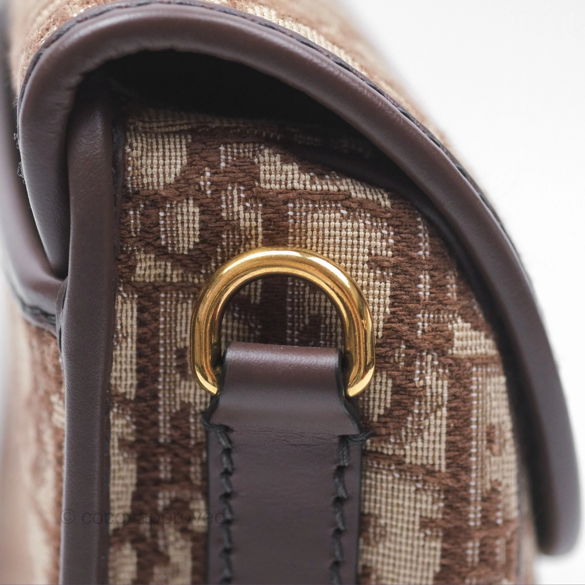 Dior Medium Bobby Bag Brown Oblique Jacquard Canvas Gold Hardware