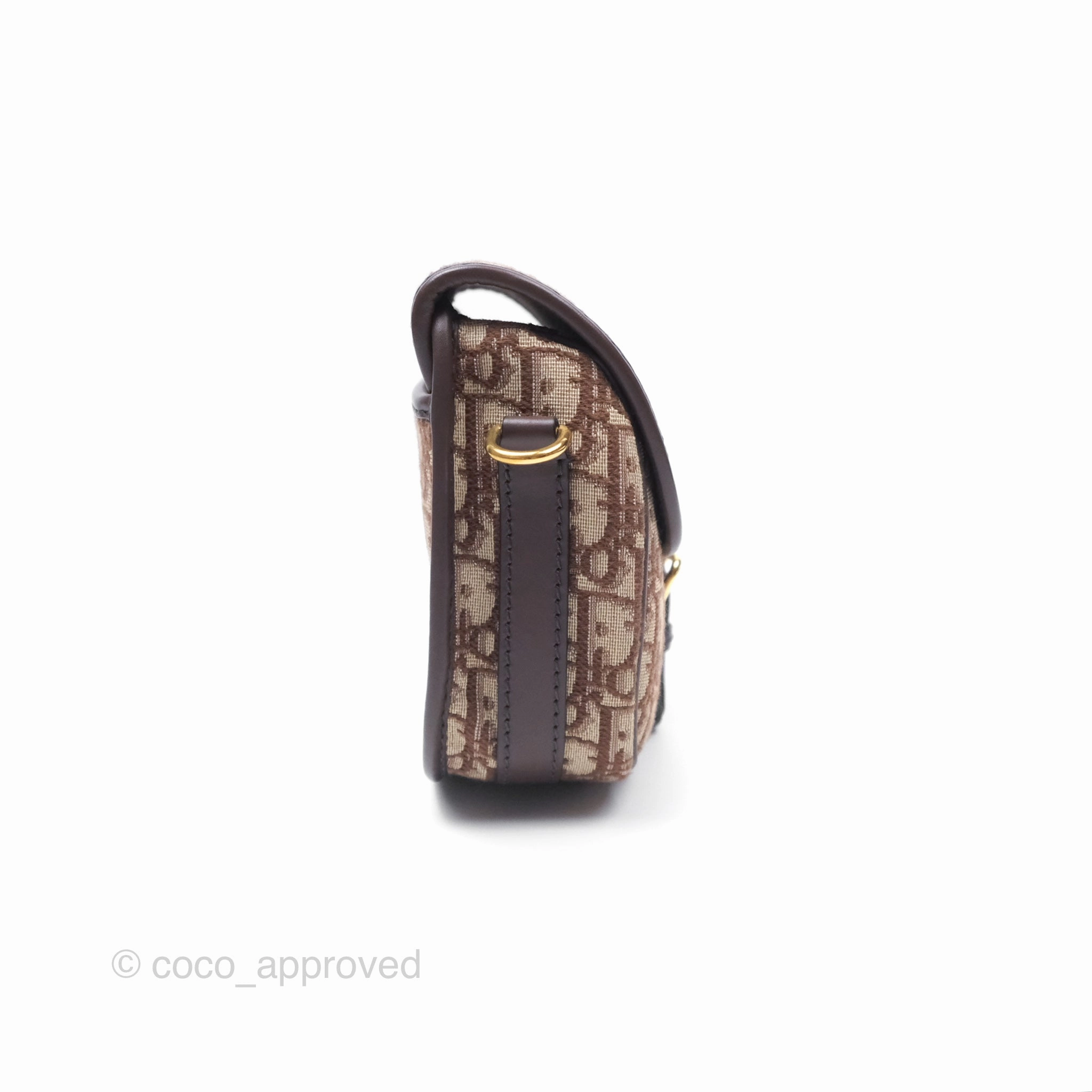 Dior Medium Bobby Bag Brown Oblique Jacquard Canvas Gold Hardware