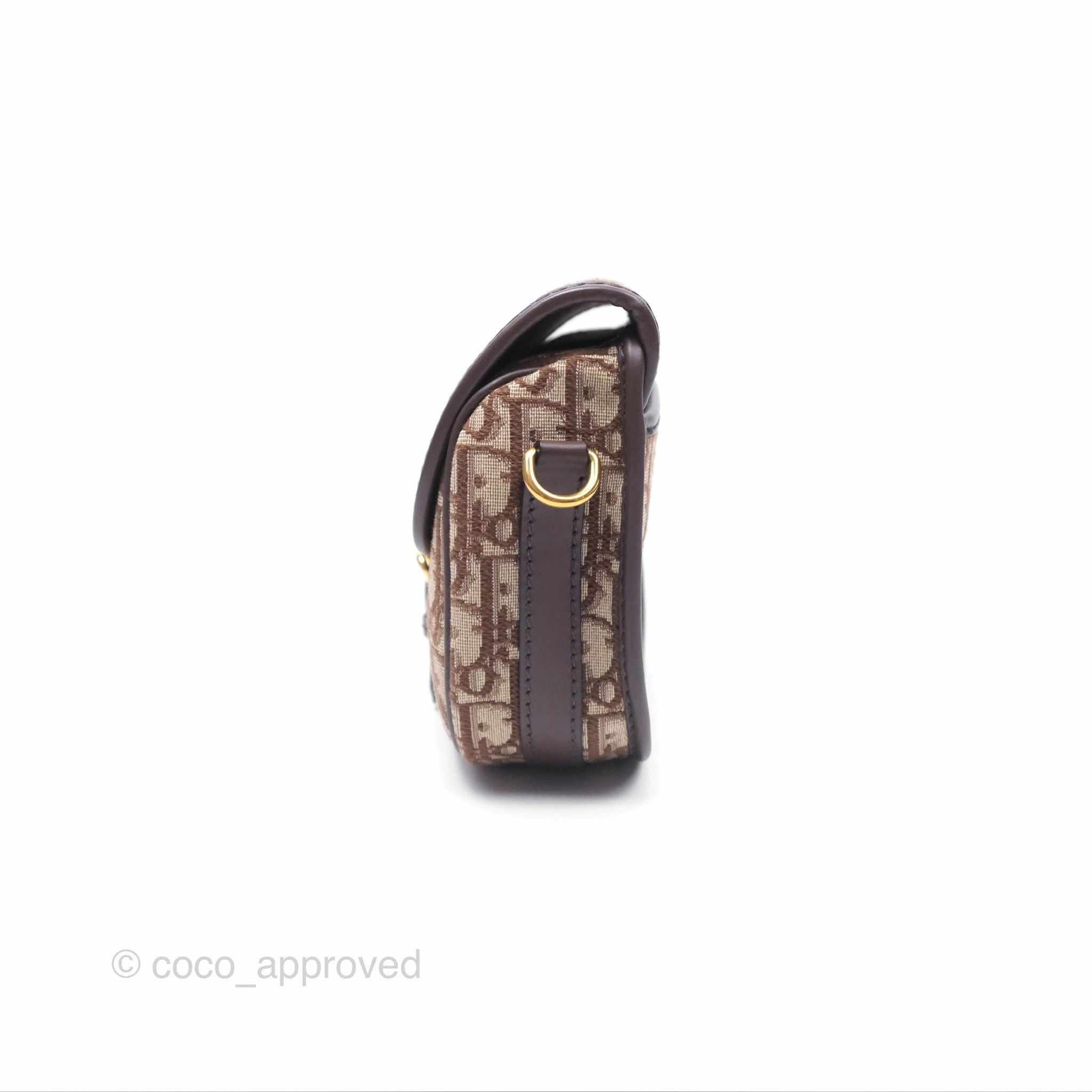 Dior Medium Bobby Bag Brown Oblique Jacquard Canvas Gold Hardware