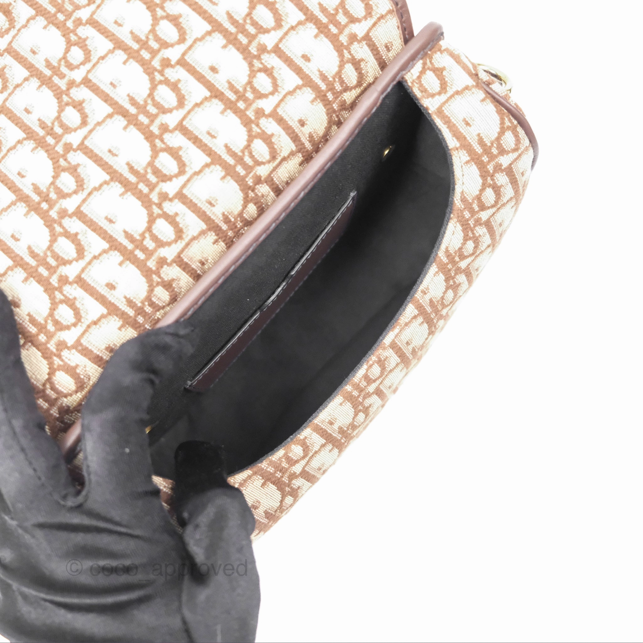 Dior Medium Bobby Bag Brown Oblique Jacquard Canvas Gold Hardware