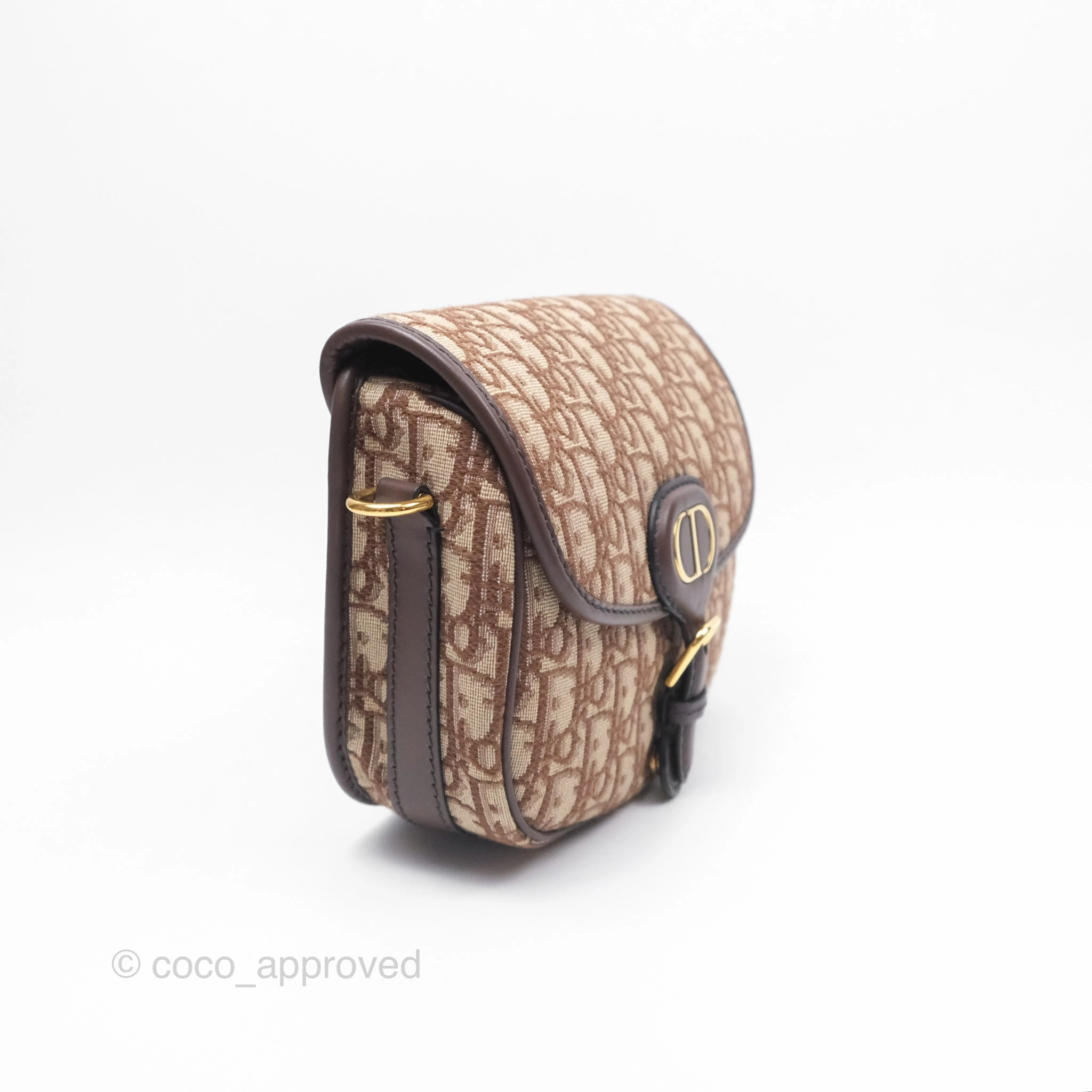 Dior Medium Bobby Bag Brown Oblique Jacquard Canvas Gold Hardware