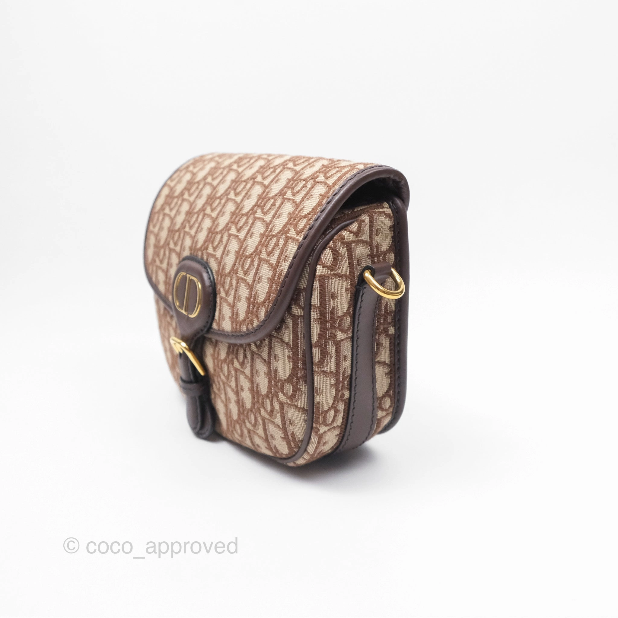 Dior Medium Bobby Bag Brown Oblique Jacquard Canvas Gold Hardware