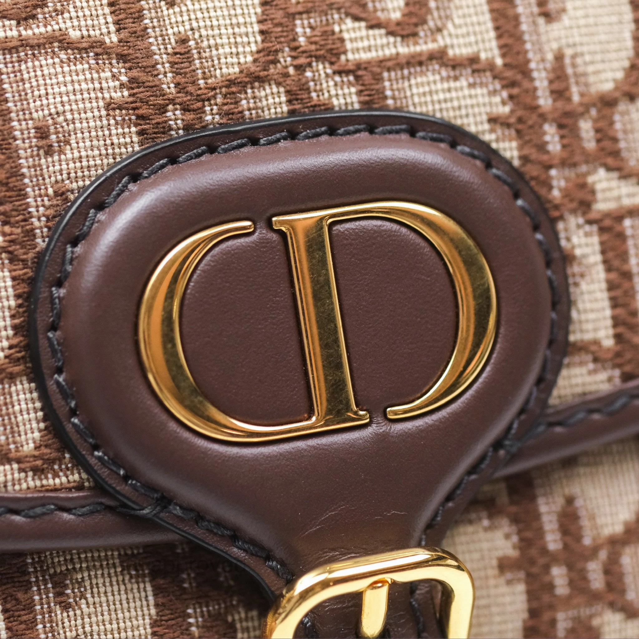 Dior Medium Bobby Bag Brown Oblique Jacquard Canvas Gold Hardware