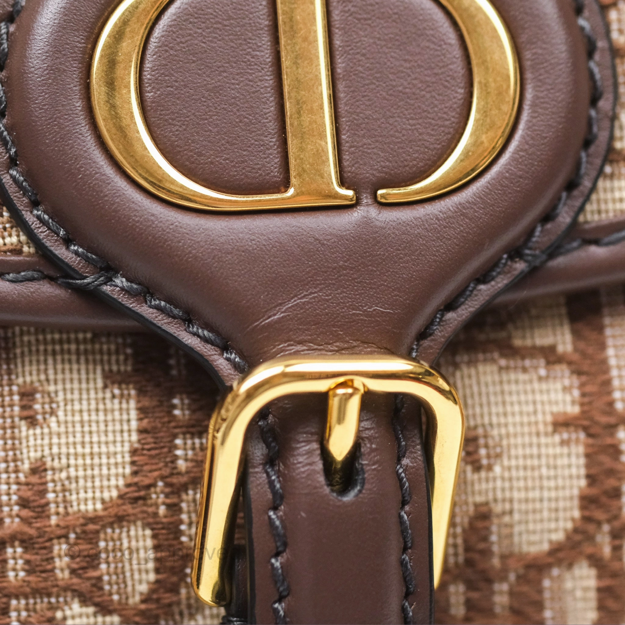 Dior Medium Bobby Bag Brown Oblique Jacquard Canvas Gold Hardware