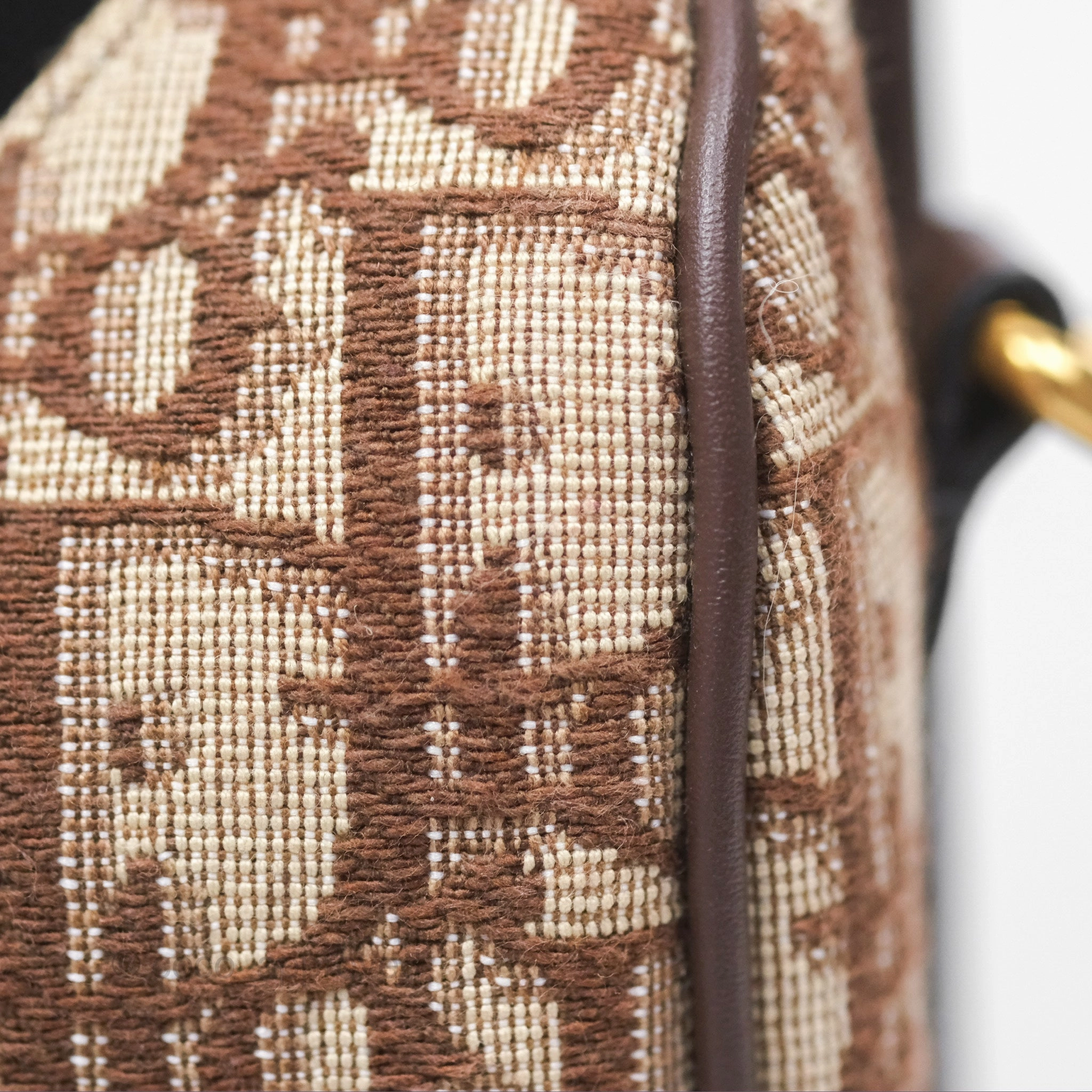 Dior Medium Bobby Bag Brown Oblique Jacquard Canvas Gold Hardware