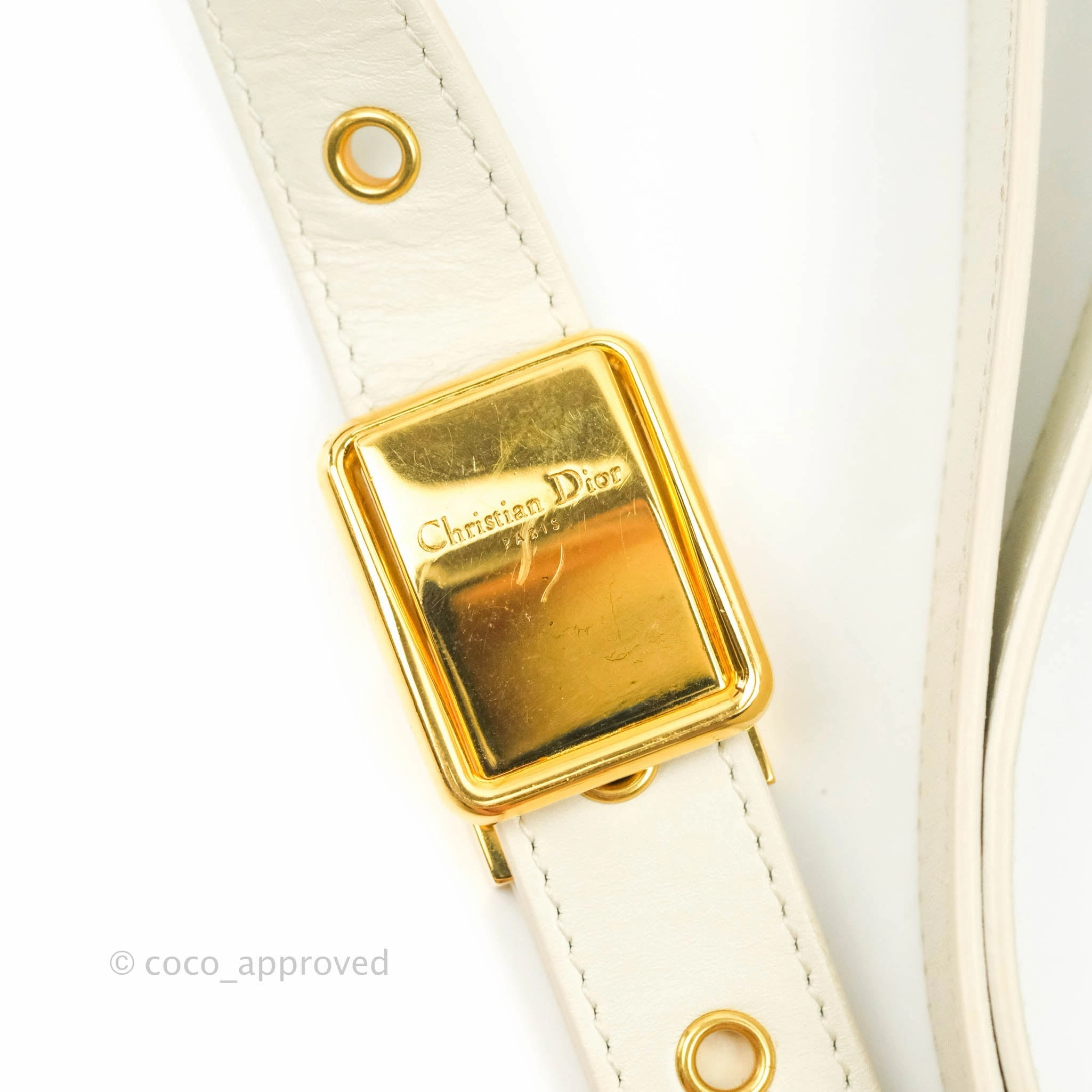 Dior Medium Bobby Bag Off White Calfskin Gold Hardware