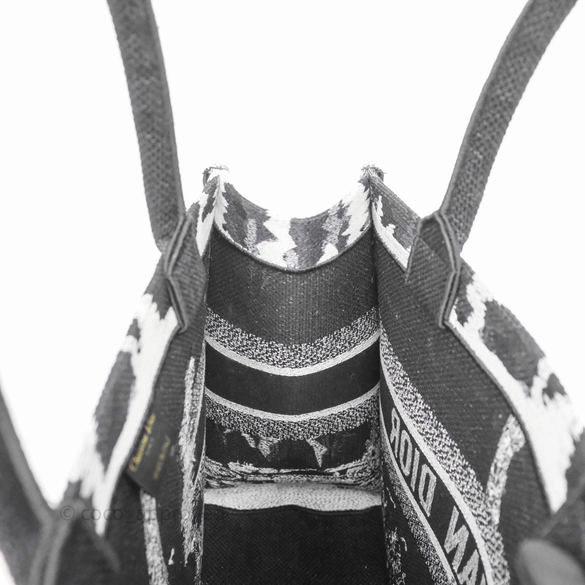 Dior Medium Book Tote Paris Embroidered Black White