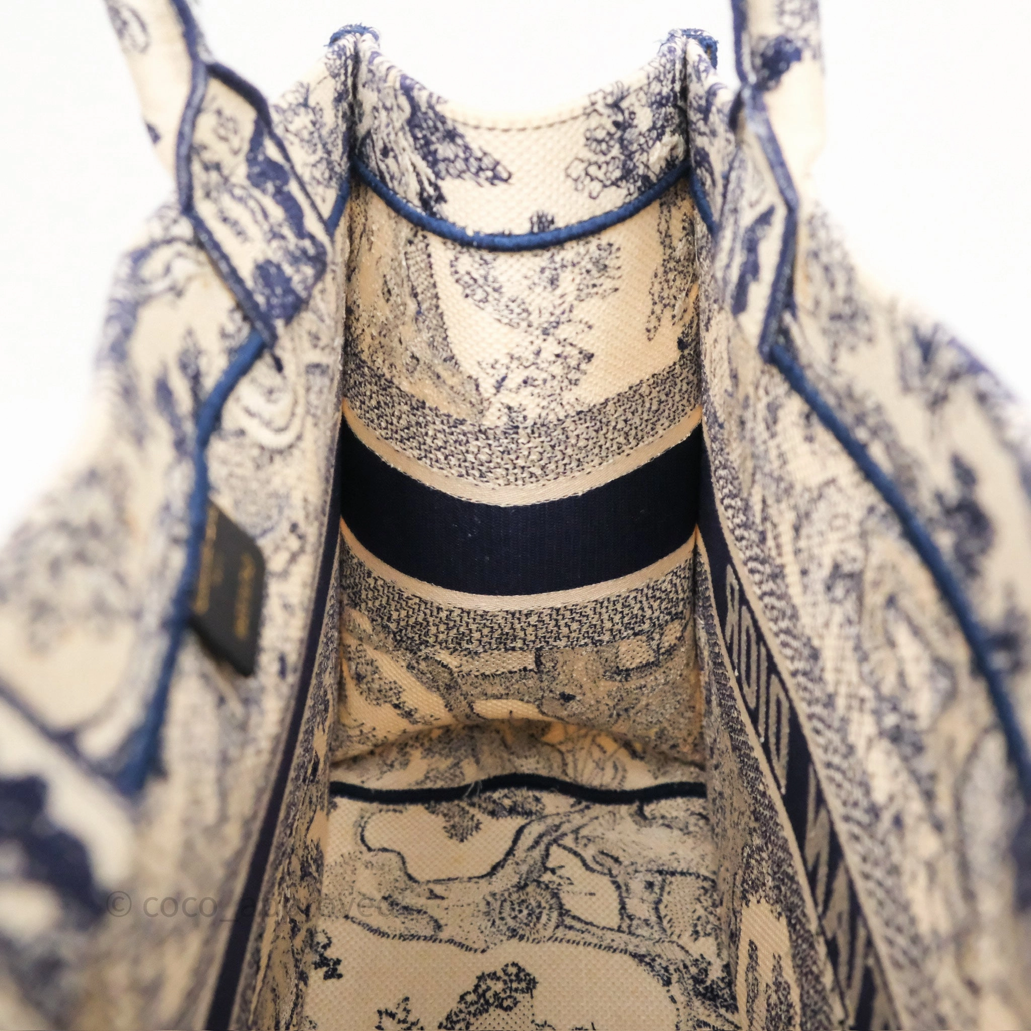 Dior Medium Book Tote White/Blue Toile De Jouy Embroidered Canvas