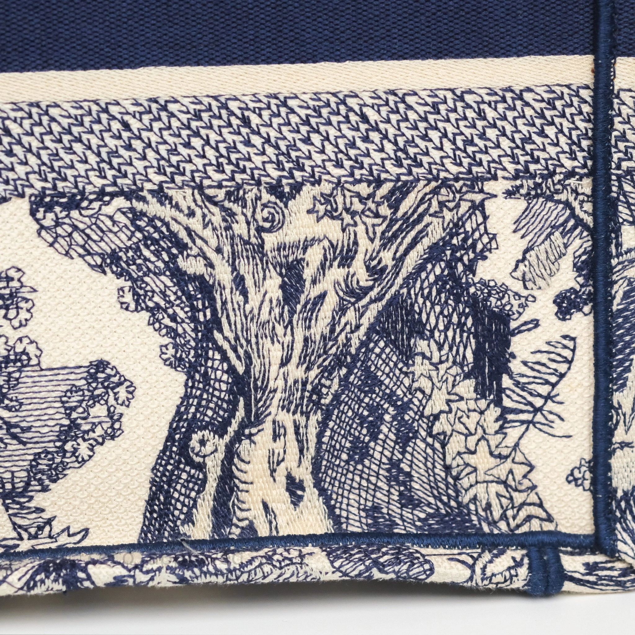 Dior Medium Book Tote White/Blue Toile De Jouy Embroidered Canvas