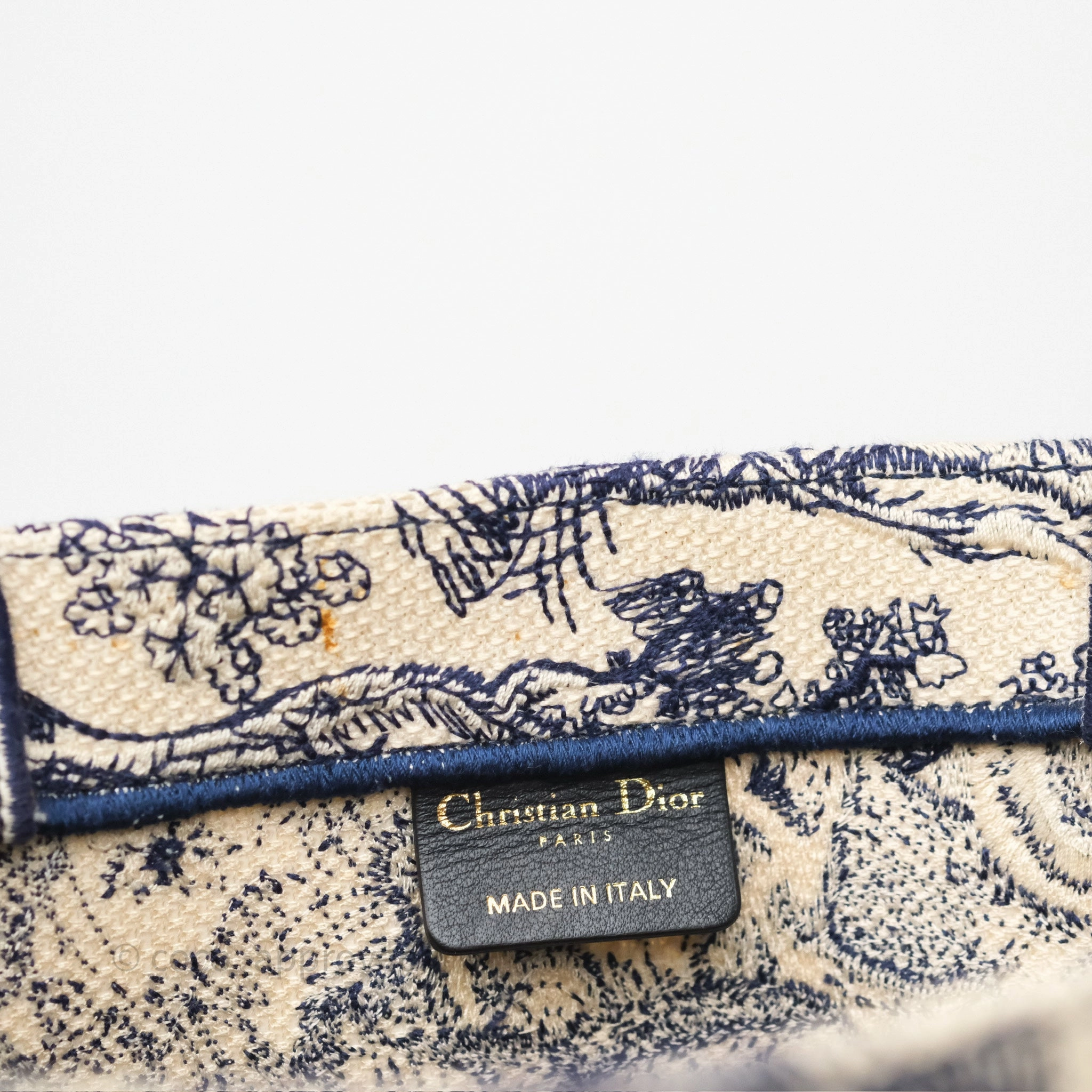 Dior Medium Book Tote White/Blue Toile De Jouy Embroidered Canvas
