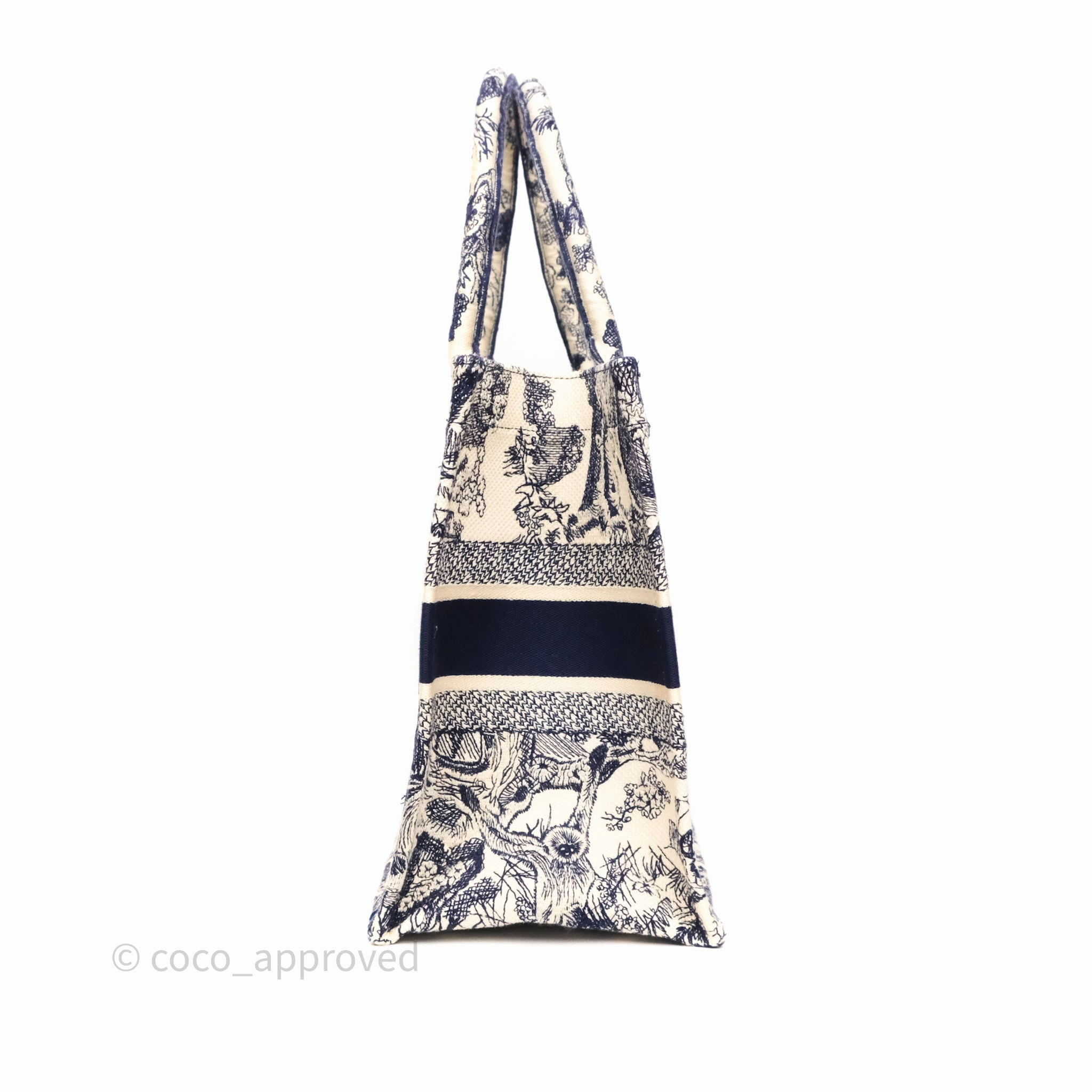 Dior Medium Book Tote White/Blue Toile De Jouy Embroidered Canvas