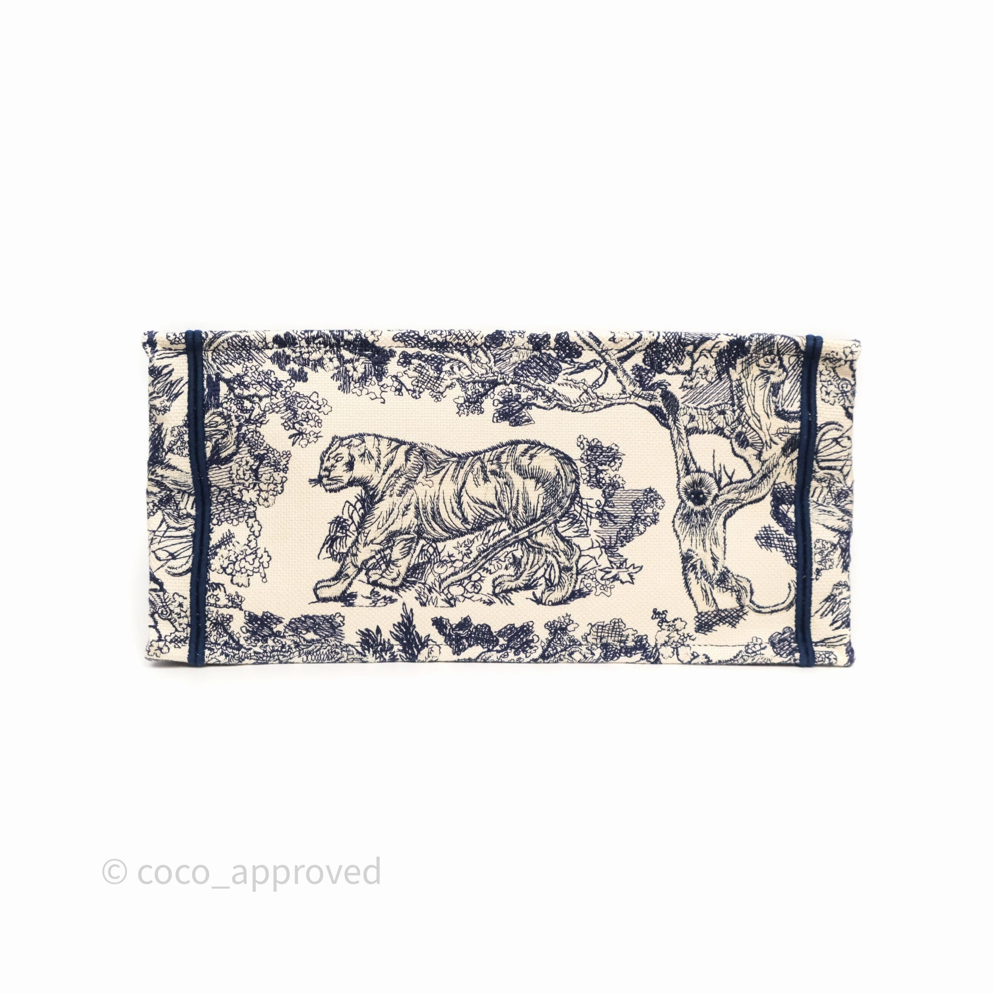 Dior Medium Book Tote White/Blue Toile De Jouy Embroidered Canvas