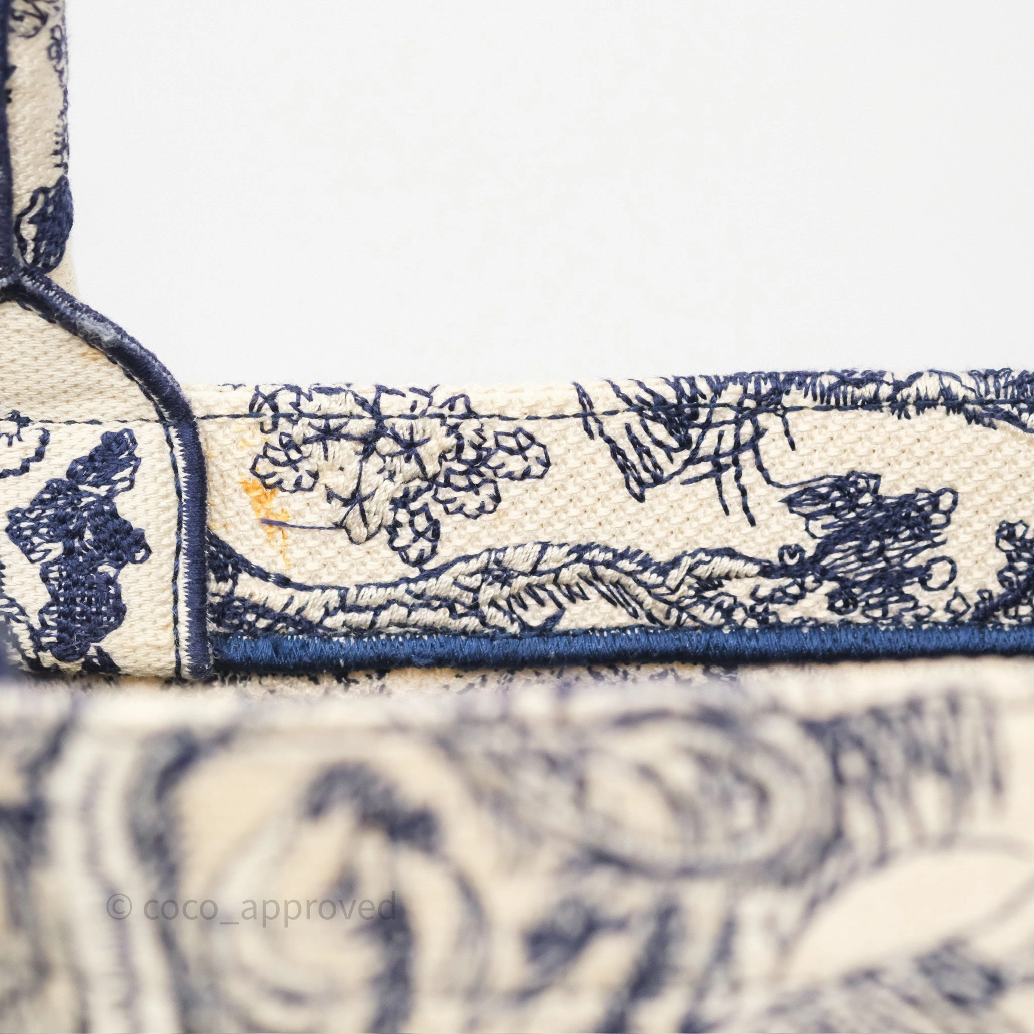 Dior Medium Book Tote White/Blue Toile De Jouy Embroidered Canvas