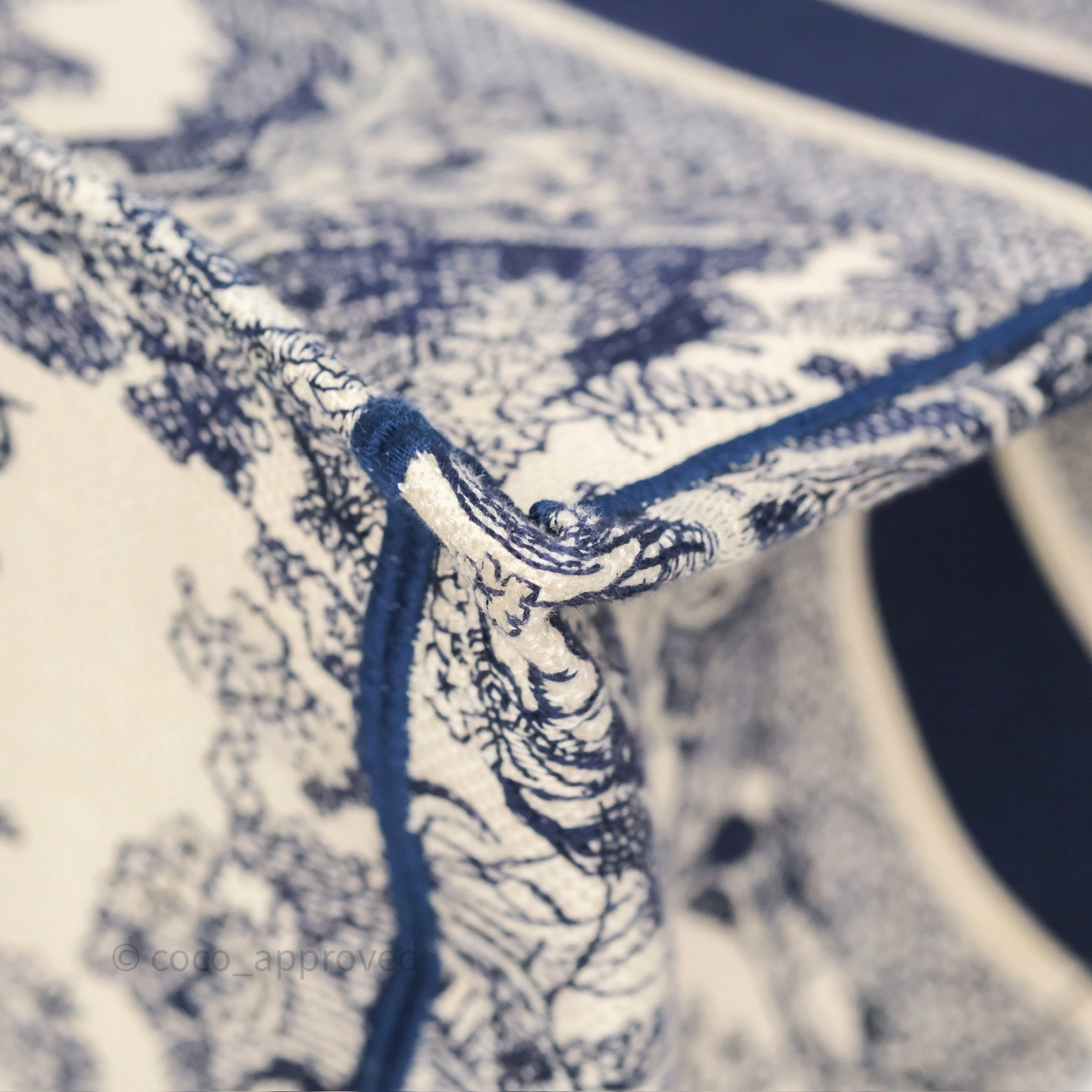 Dior Medium Book Tote White/Blue Toile De Jouy Embroidered Canvas