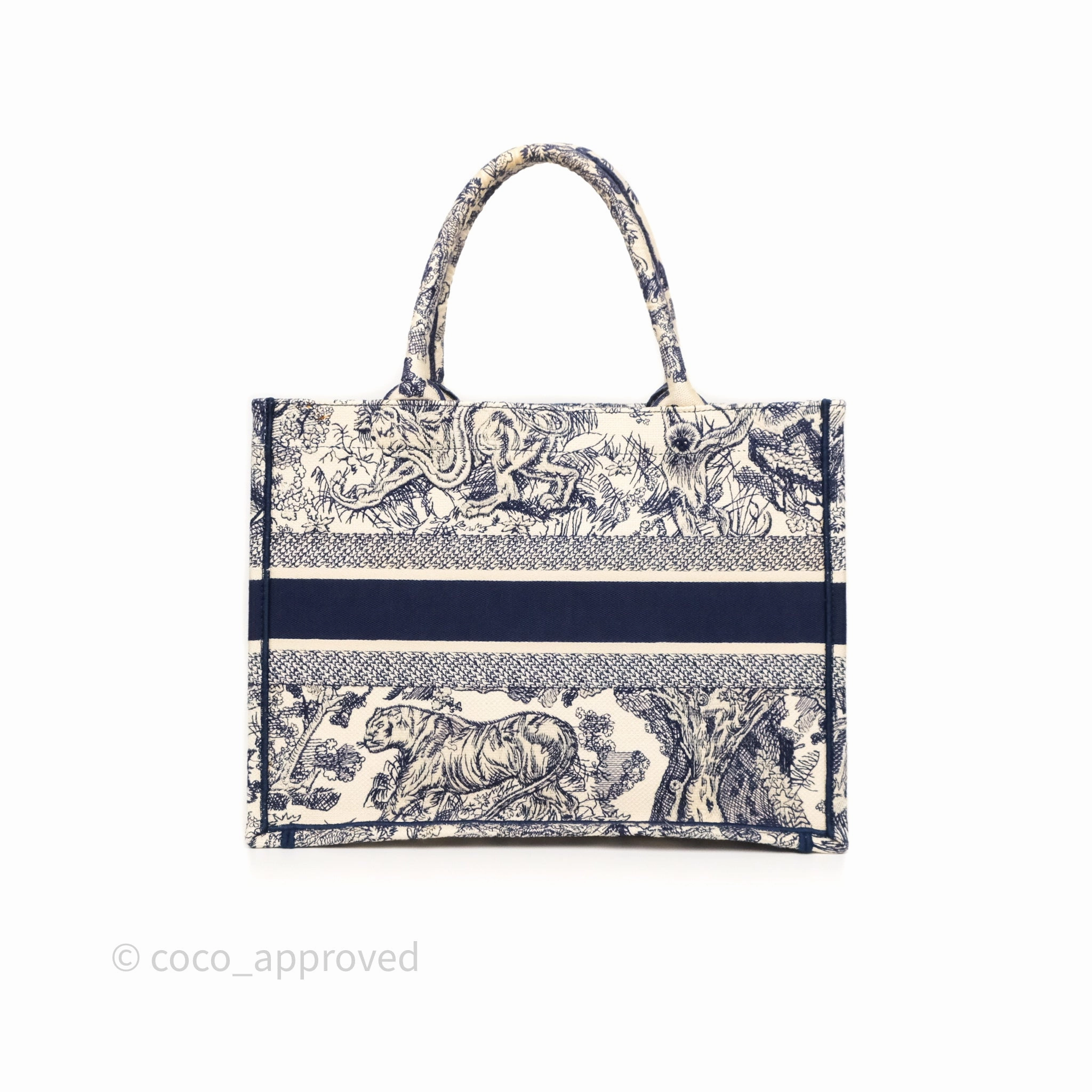 Dior Medium Book Tote White/Blue Toile De Jouy Embroidered Canvas