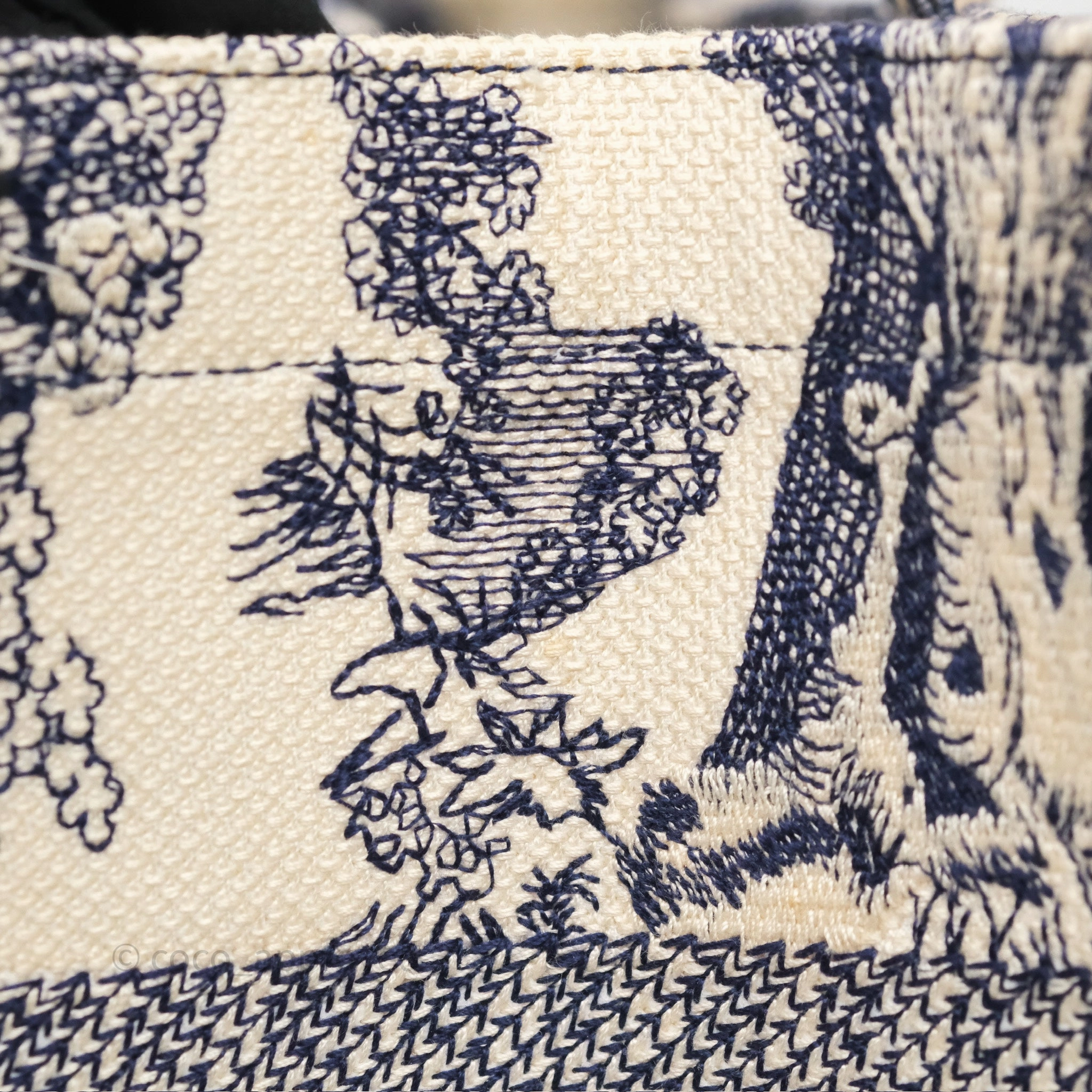 Dior Medium Book Tote White/Blue Toile De Jouy Embroidered Canvas