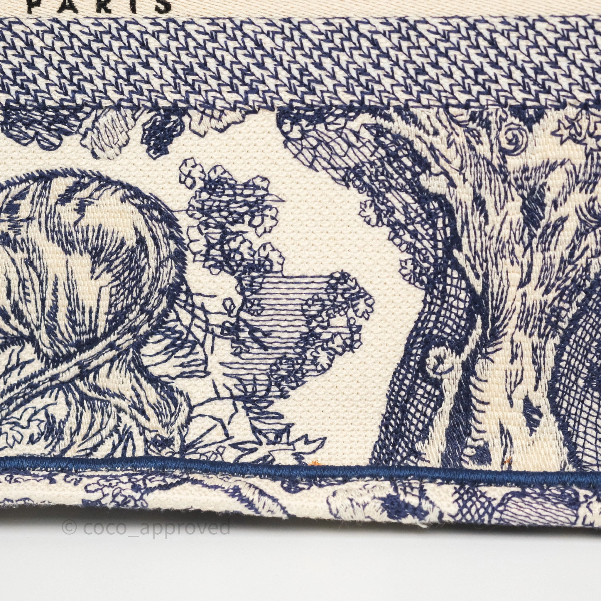 Dior Medium Book Tote White/Blue Toile De Jouy Embroidered Canvas