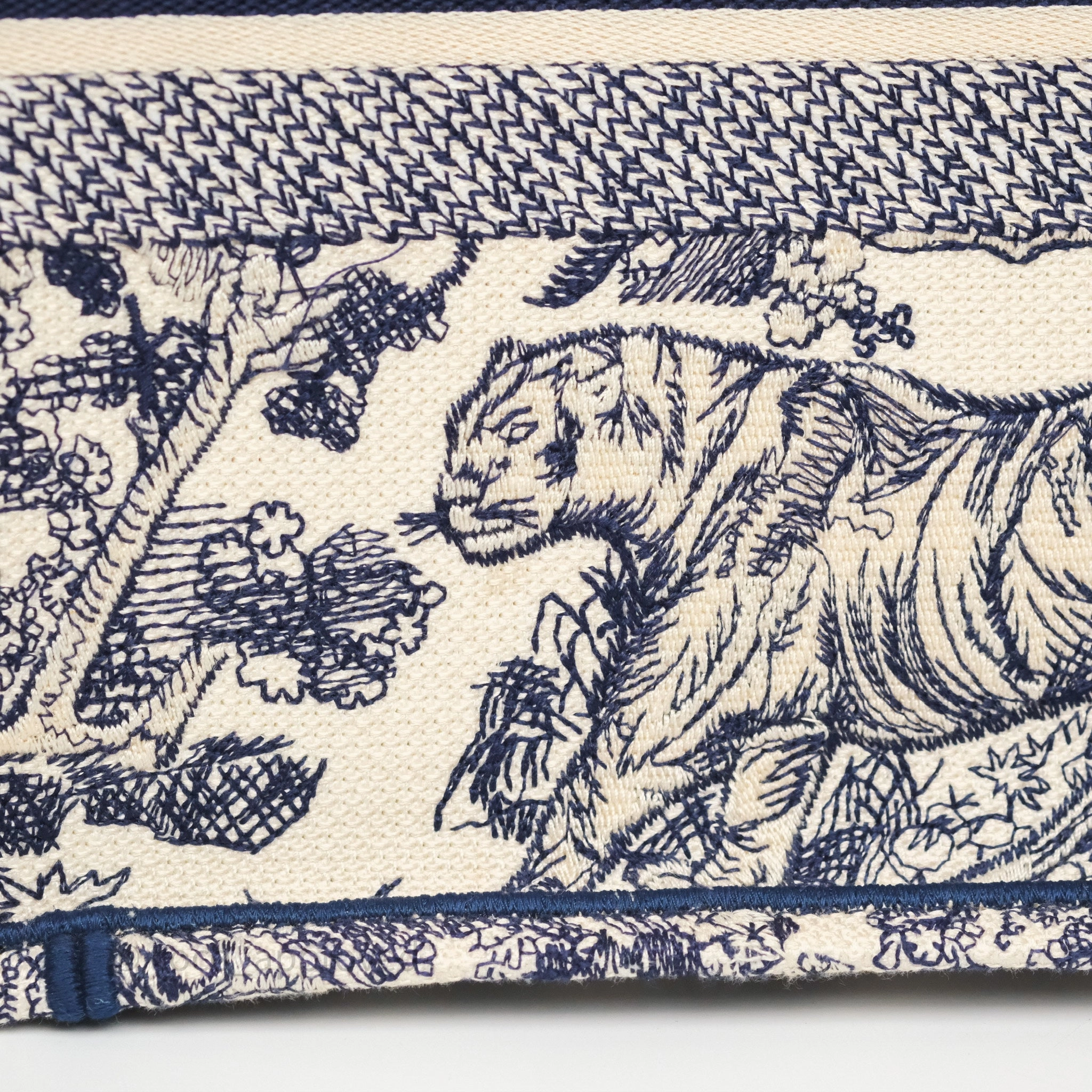 Dior Medium Book Tote White/Blue Toile De Jouy Embroidered Canvas
