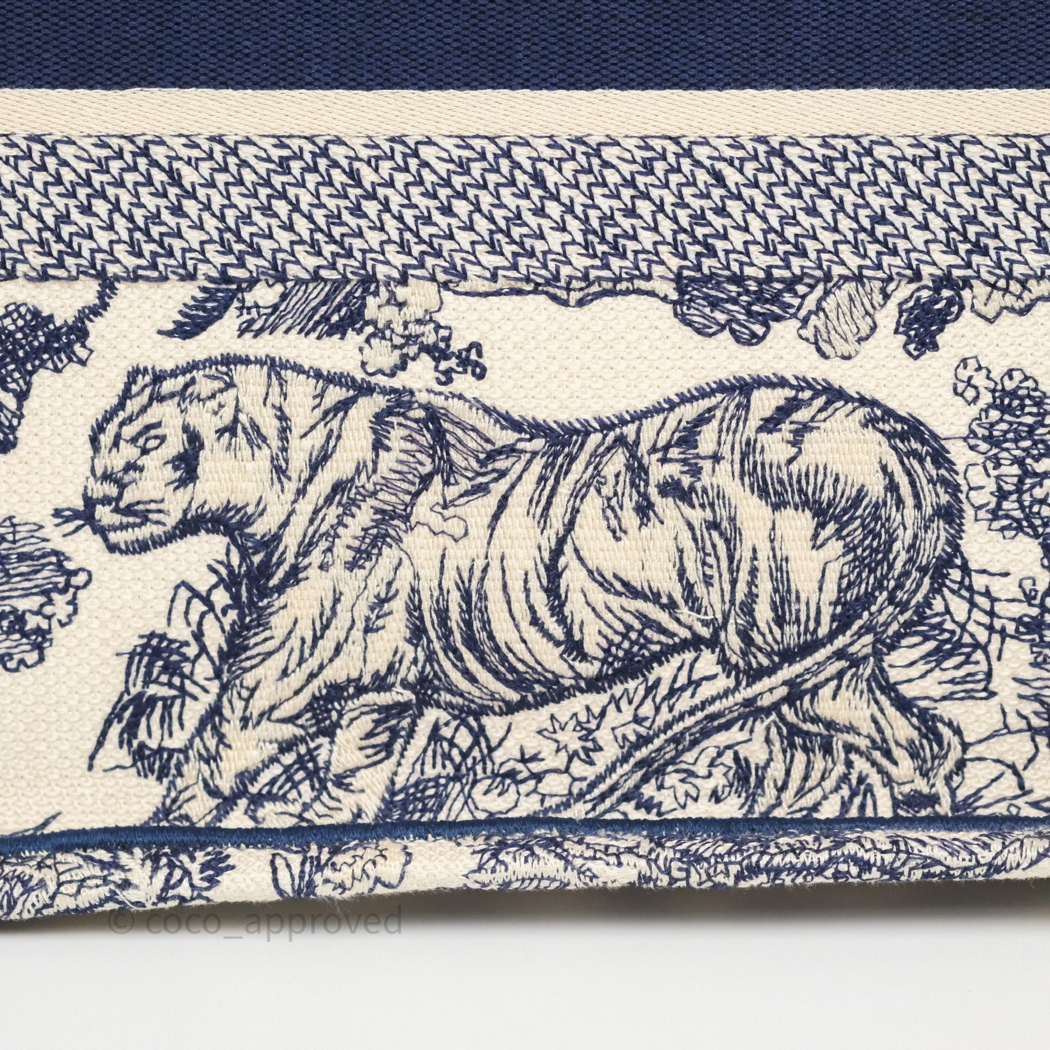 Dior Medium Book Tote White/Blue Toile De Jouy Embroidered Canvas