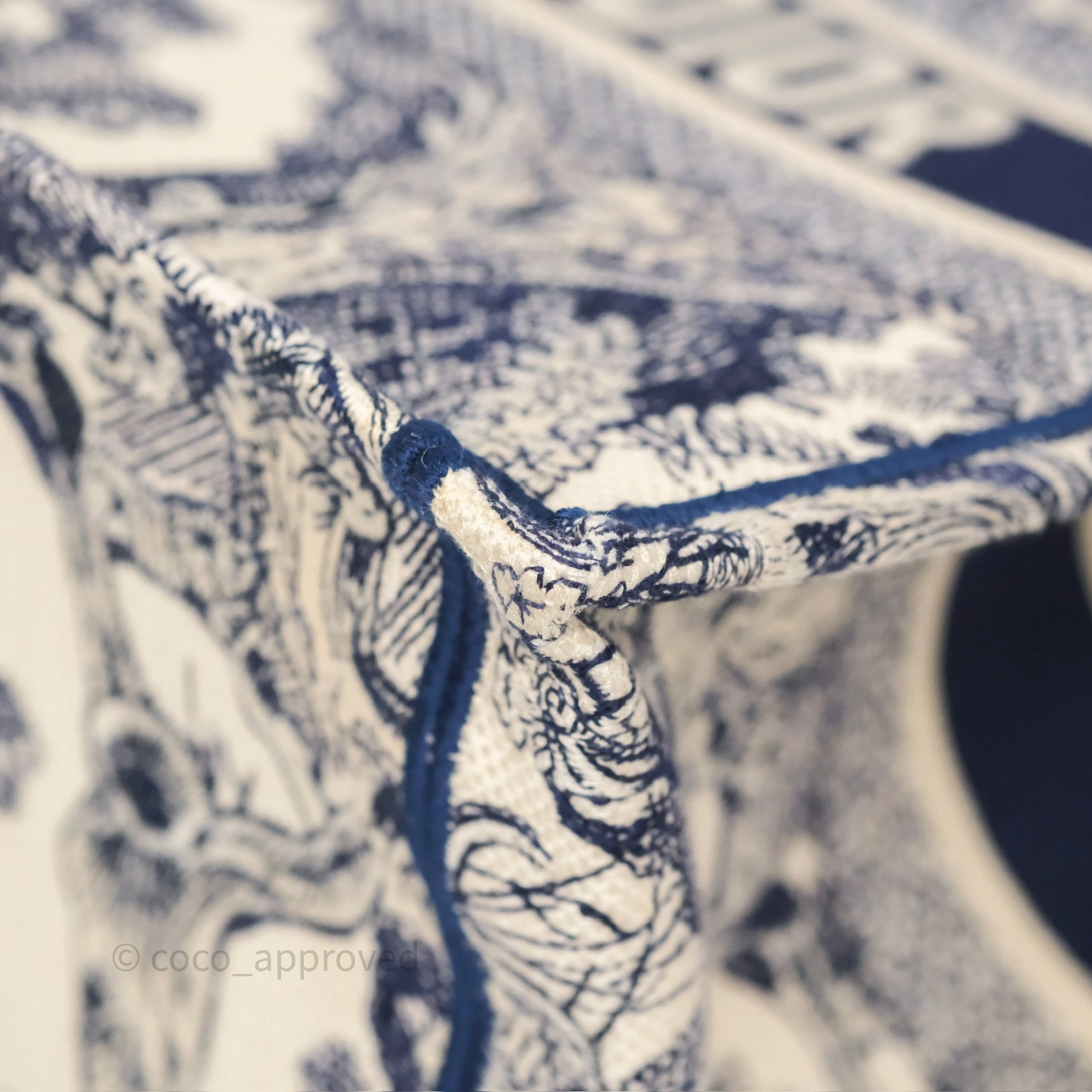 Dior Medium Book Tote White/Blue Toile De Jouy Embroidered Canvas