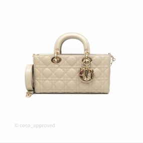 Dior Medium Lady D-Joy Bag Sand Lambskin Cannage Gold Hardware