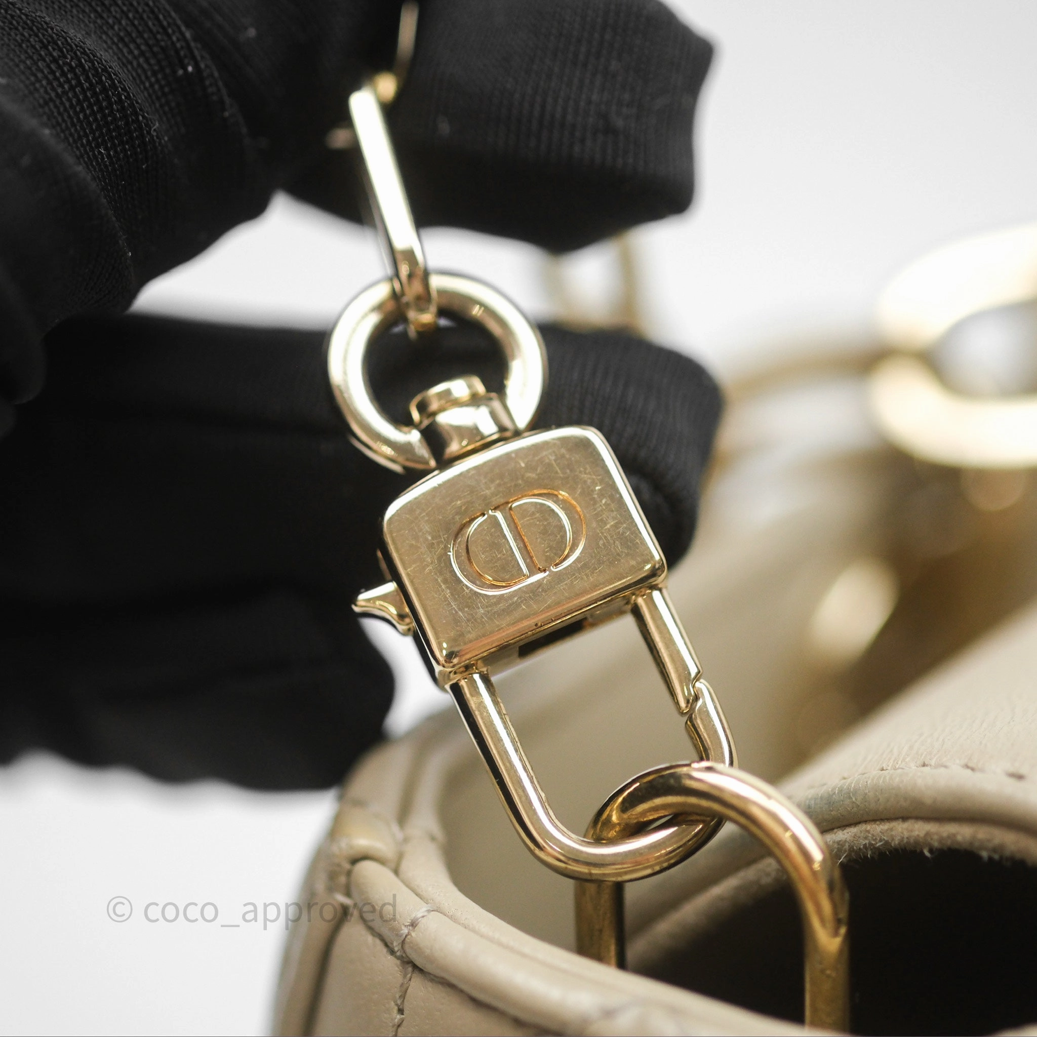 Dior Medium Lady D-Joy Bag Sand Lambskin Cannage Gold Hardware
