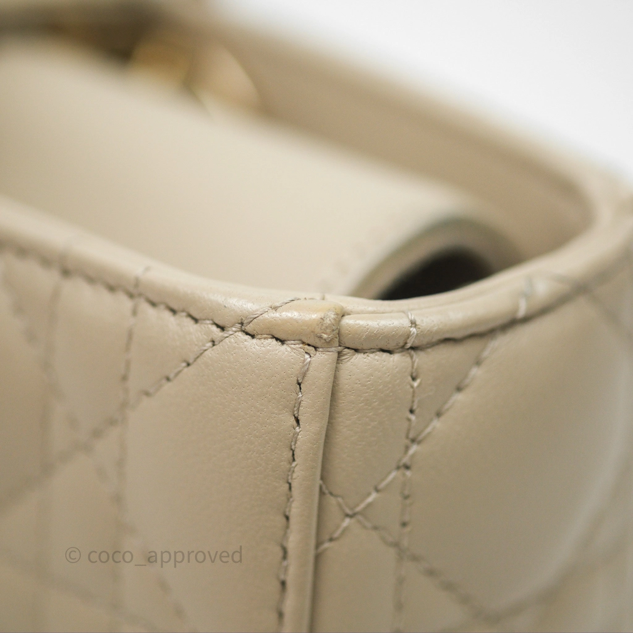 Dior Medium Lady D-Joy Bag Sand Lambskin Cannage Gold Hardware